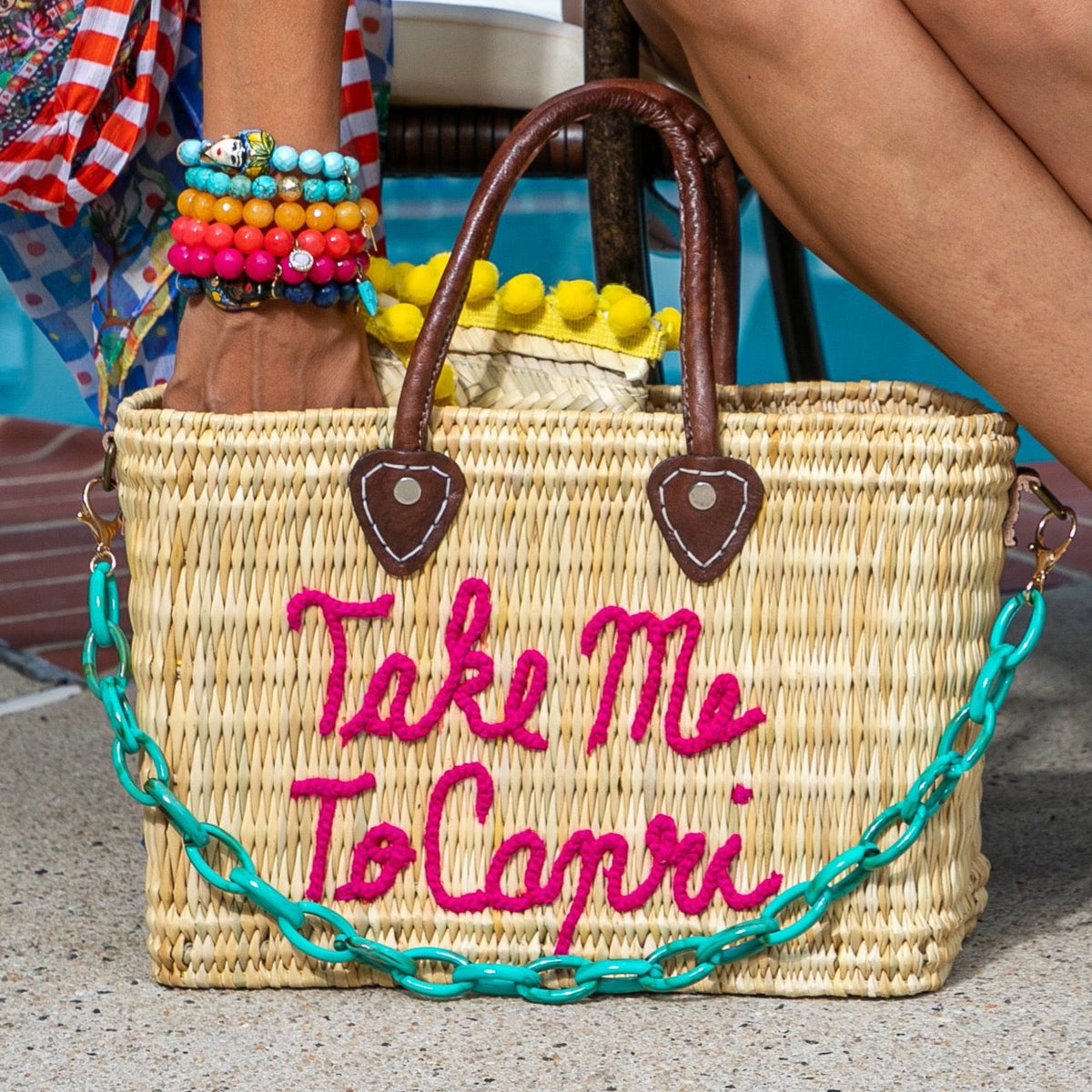Lilliana Take Me To Capri Leather Handle Reed Bag - Oriana Lamarca LLC