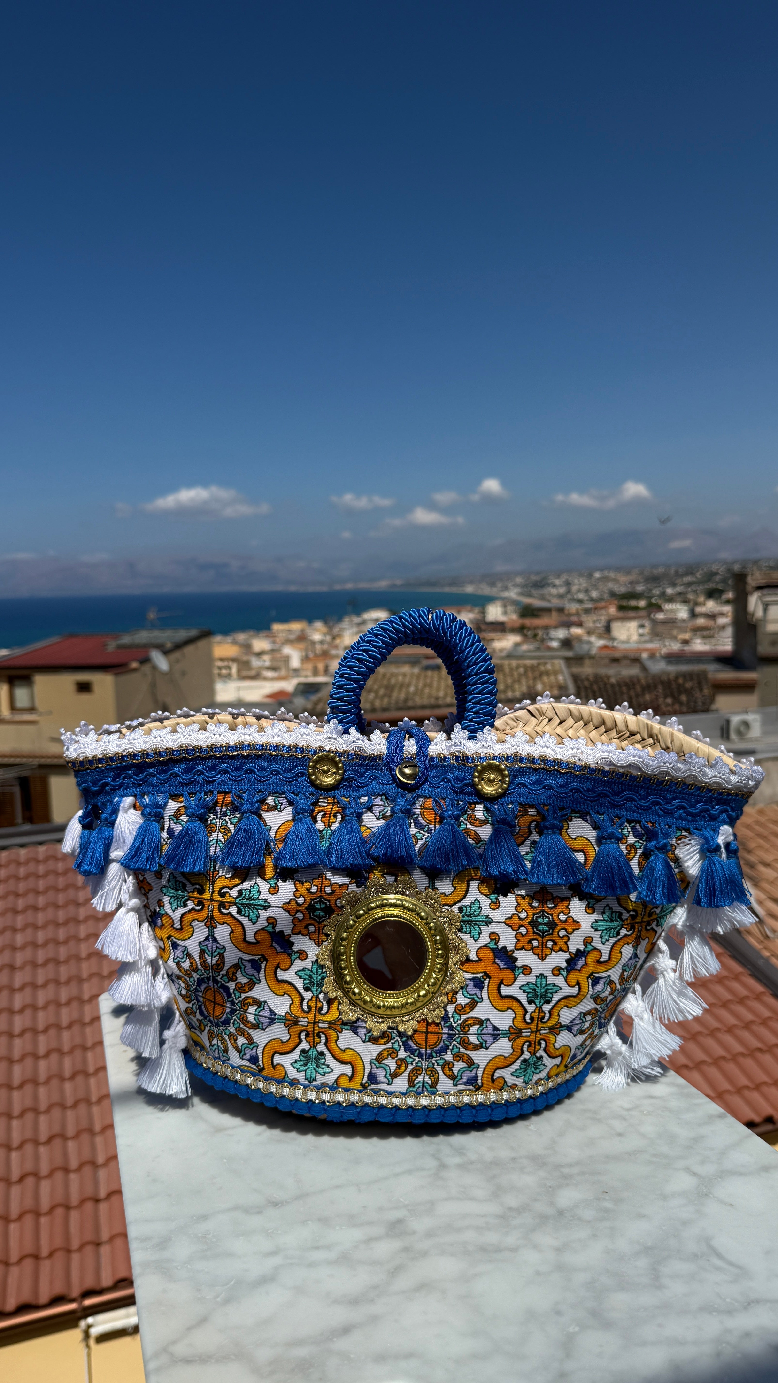 Regina Caltagirone Blue Sicilian Coffa