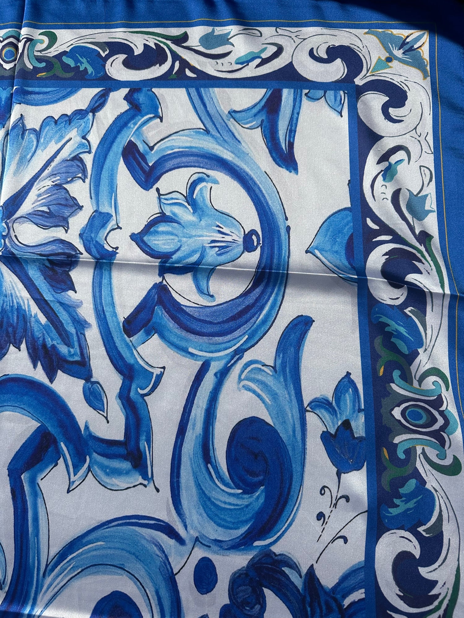 Blue Scroll Maiolica Foulard - Dolce Vita Chic
