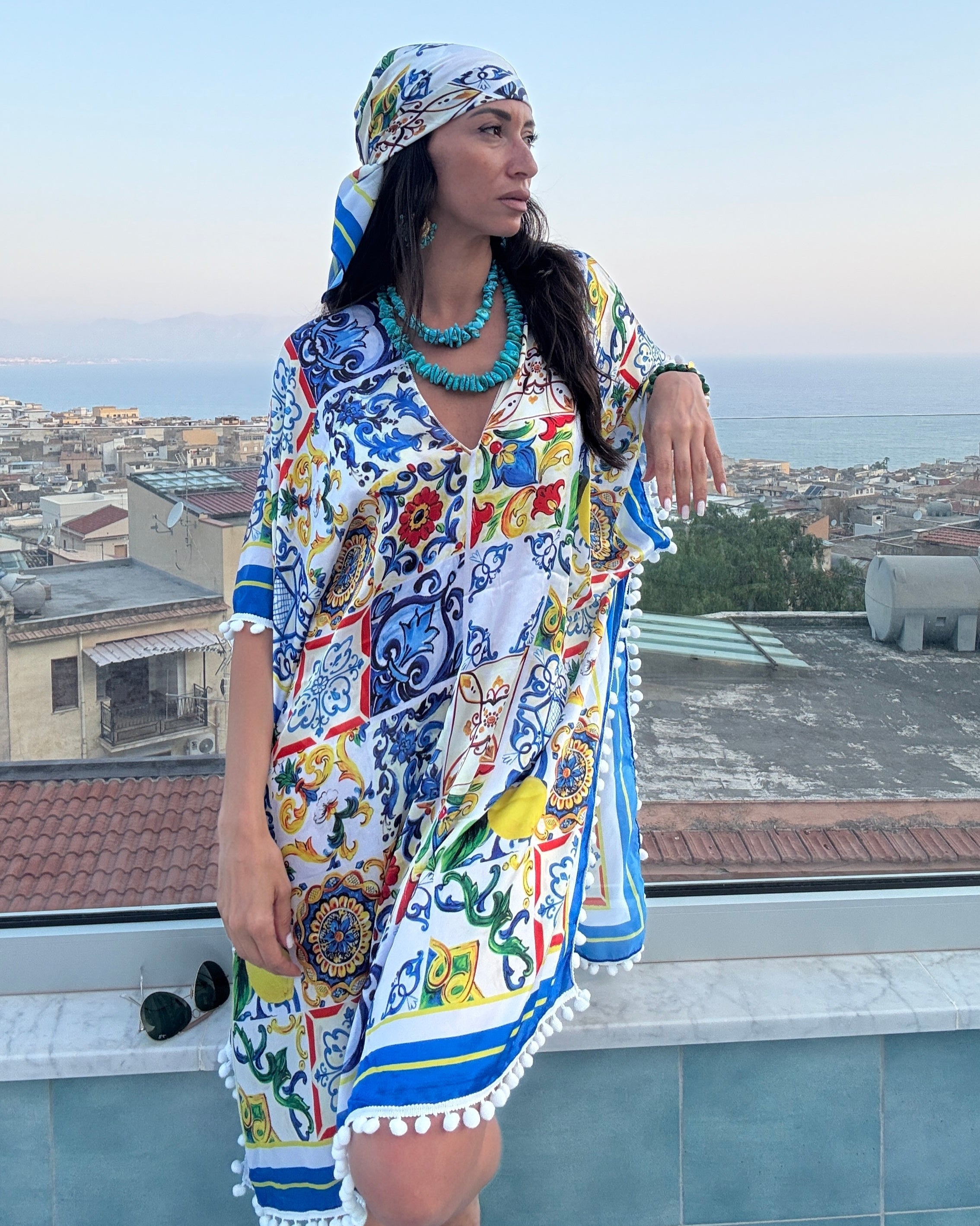 Maiolica Foulard Dress - Dolce Vita Chic - Oriana Lamarca LLC