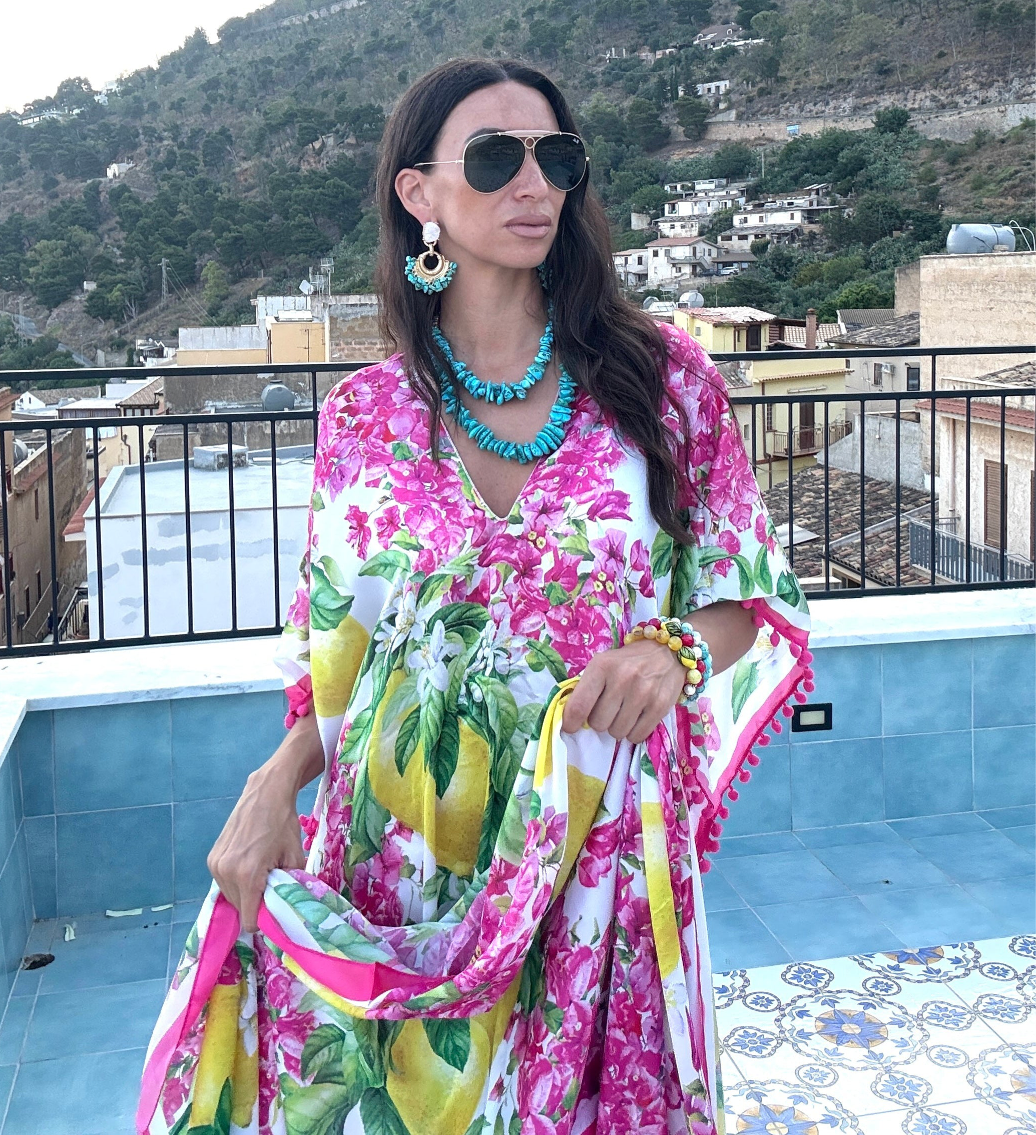 Pink Lemon Bloom Foulard - Dolce Vita Chic - Oriana Lamarca LLC