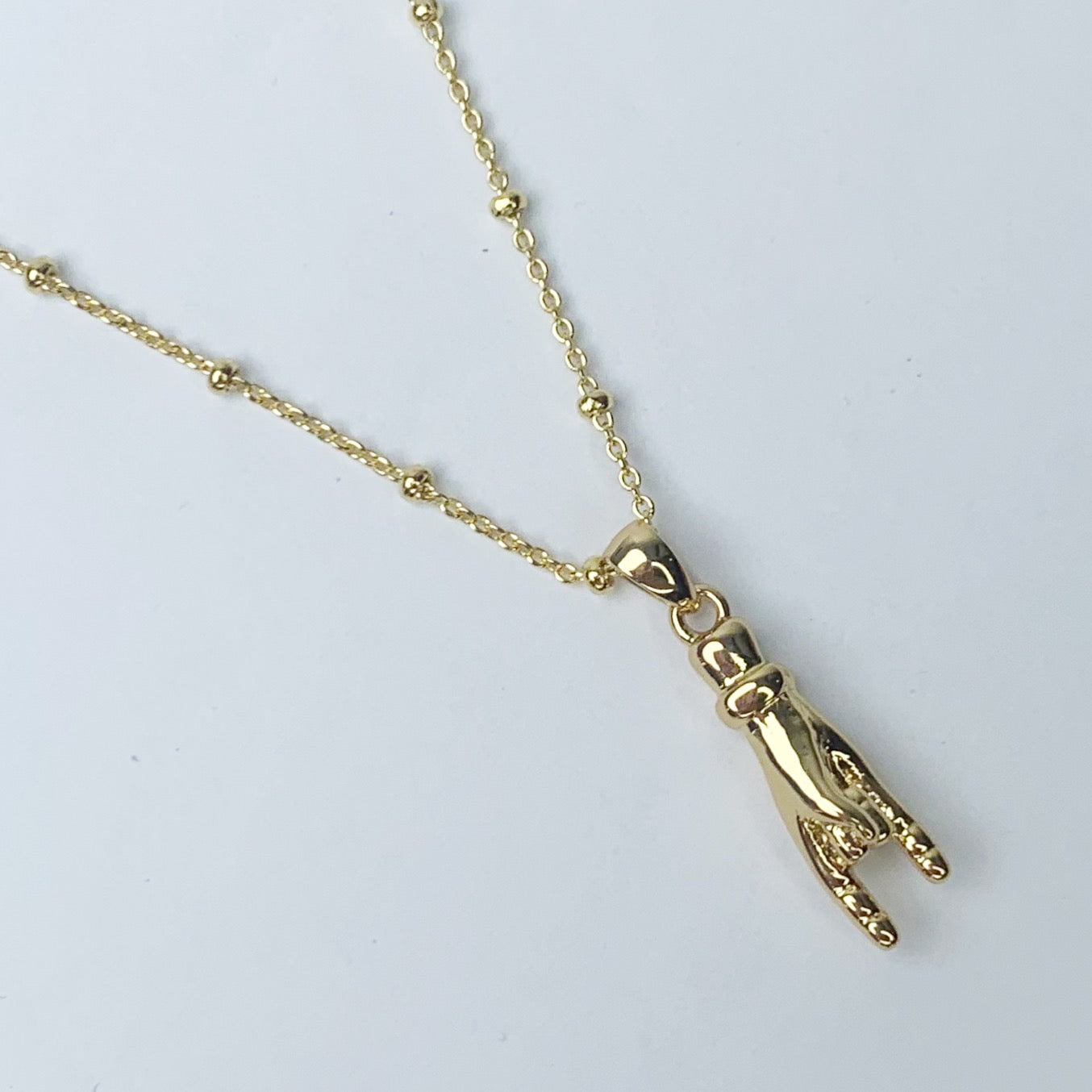 Gold "Malocchio" Hand Necklace