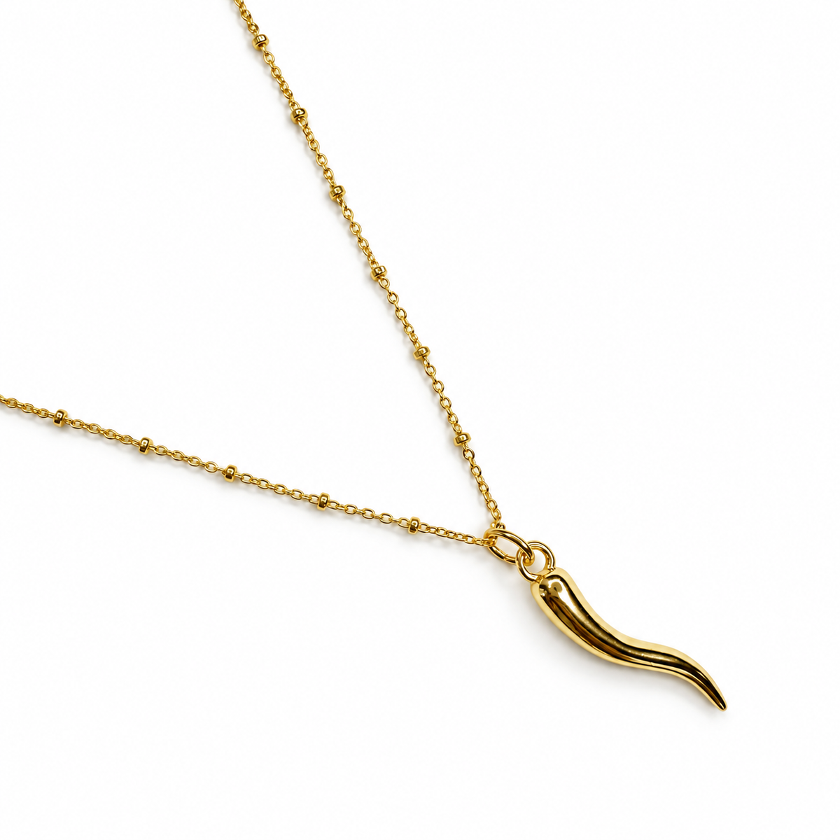 Gold Horn Cornicello Necklace studio photo