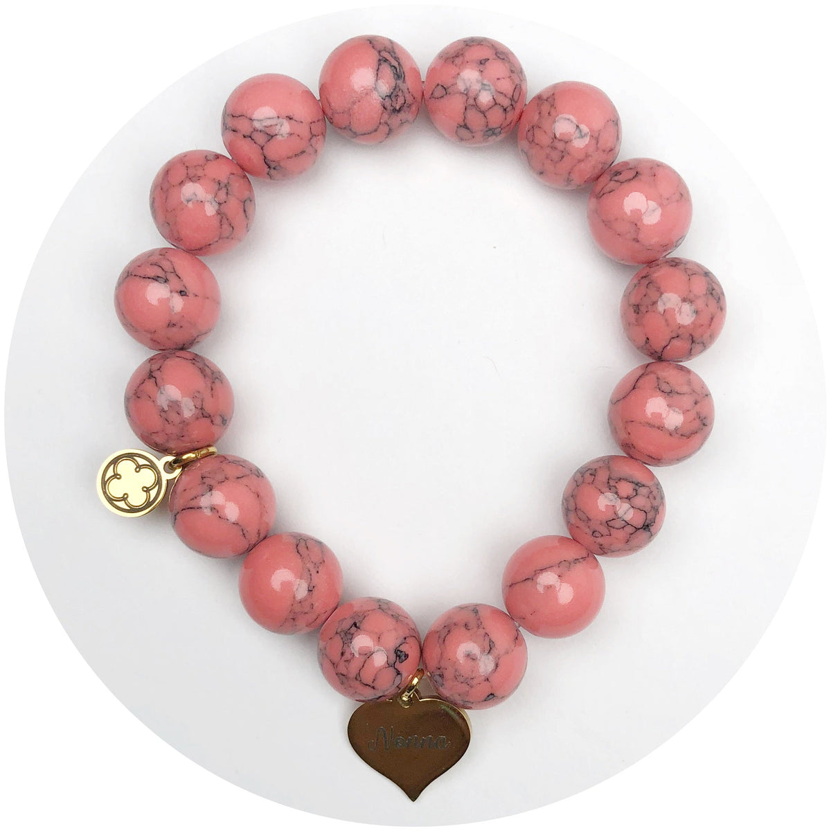 Coral Pink Howlite with Nonna Heart Pendant