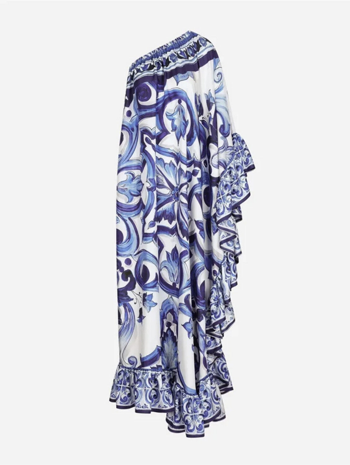 One Shoulder Blue Maiolica Dress by Dolce Vita Chic - Oriana Lamarca LLC
