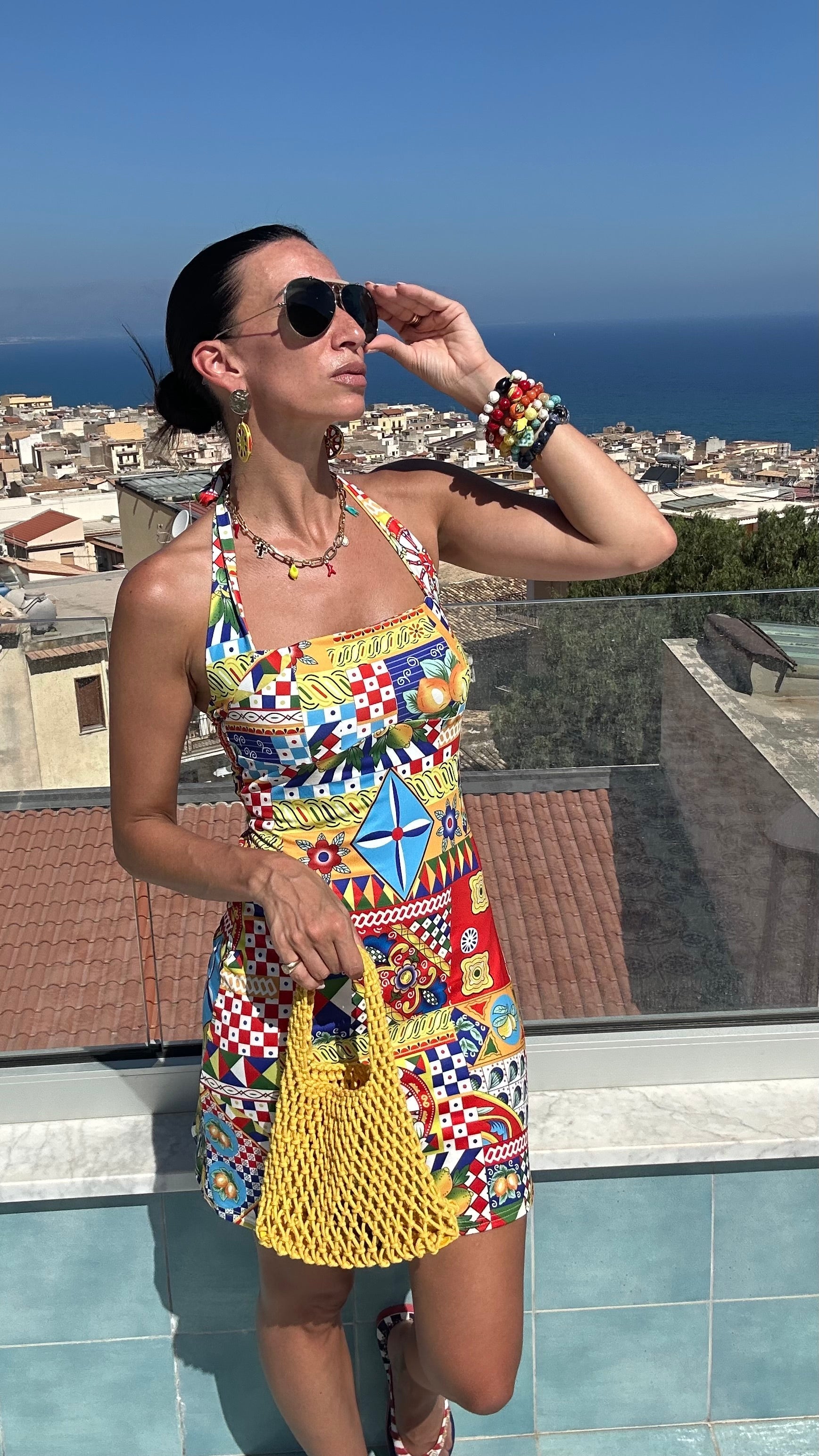 La Siciliana Halter Cover Up Dress by Dolce Vita Chic - Oriana Lamarca LLC