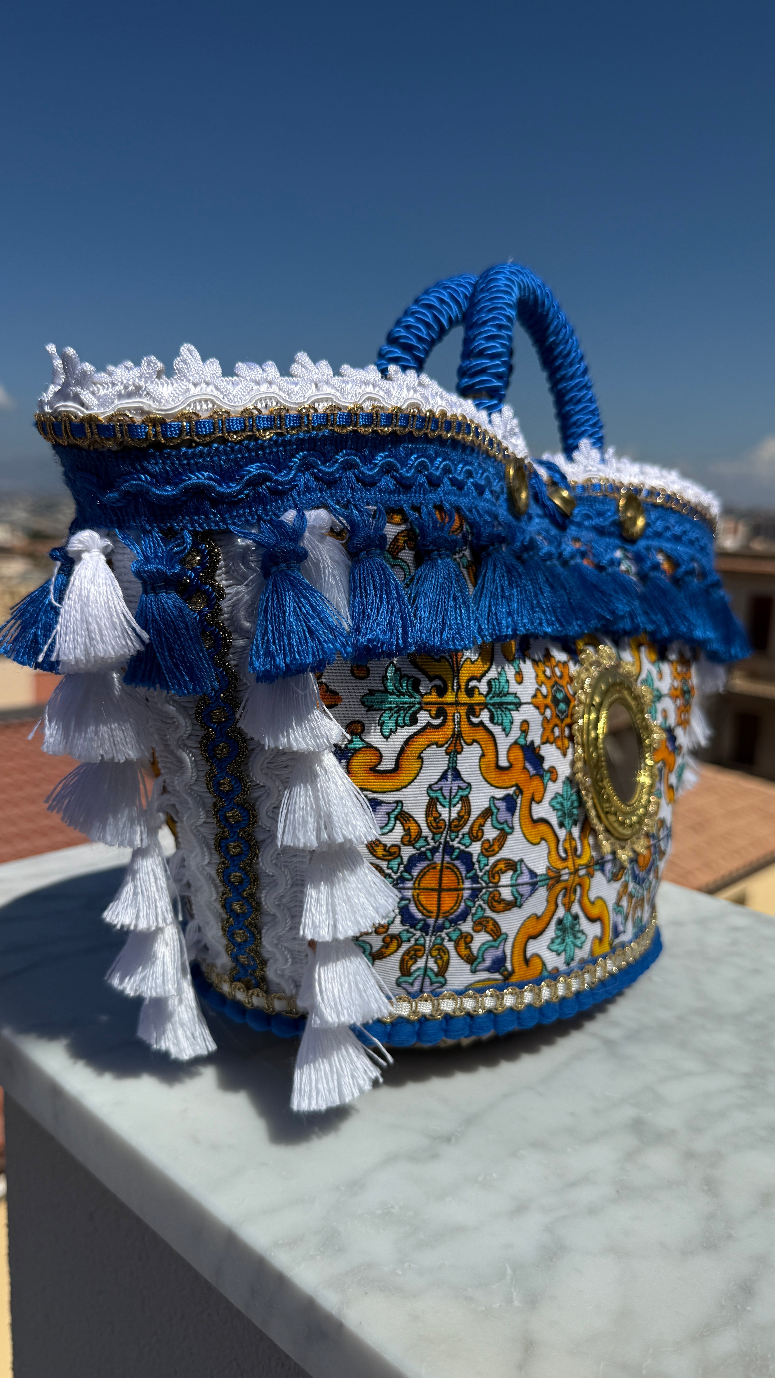 Regina Caltagirone Blue Sicilian Coffa