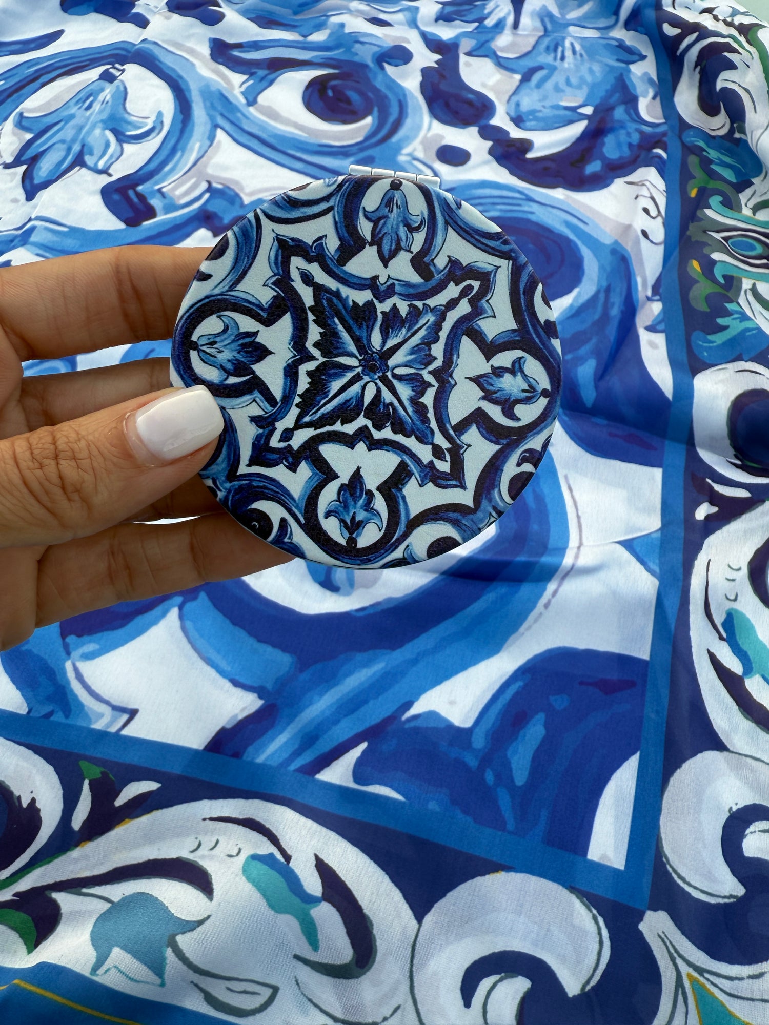 Blue Maiolica Compact Mirror