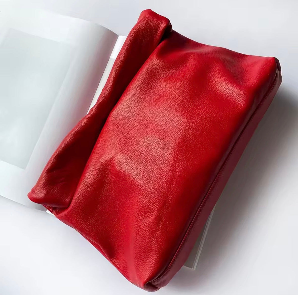 Gold Trinacria Rosso Leather Handbag - Oriana Lamarca LLC
