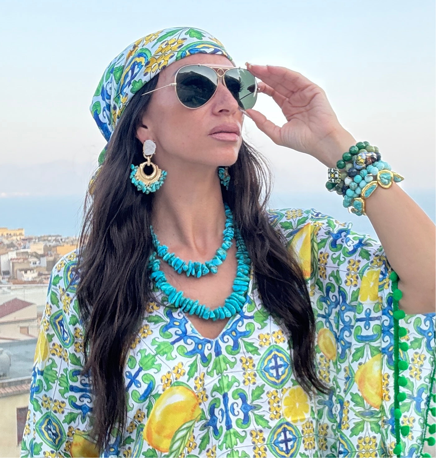 Isola Blu Turquoise Slices Necklace