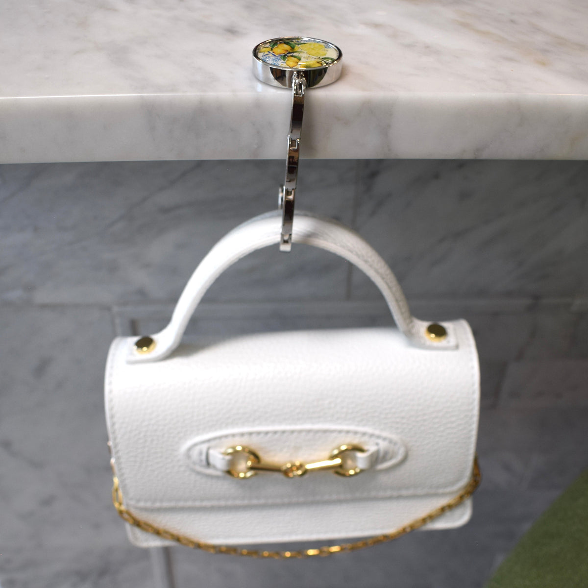 Foldable Lemon Maiolica Purse Hook