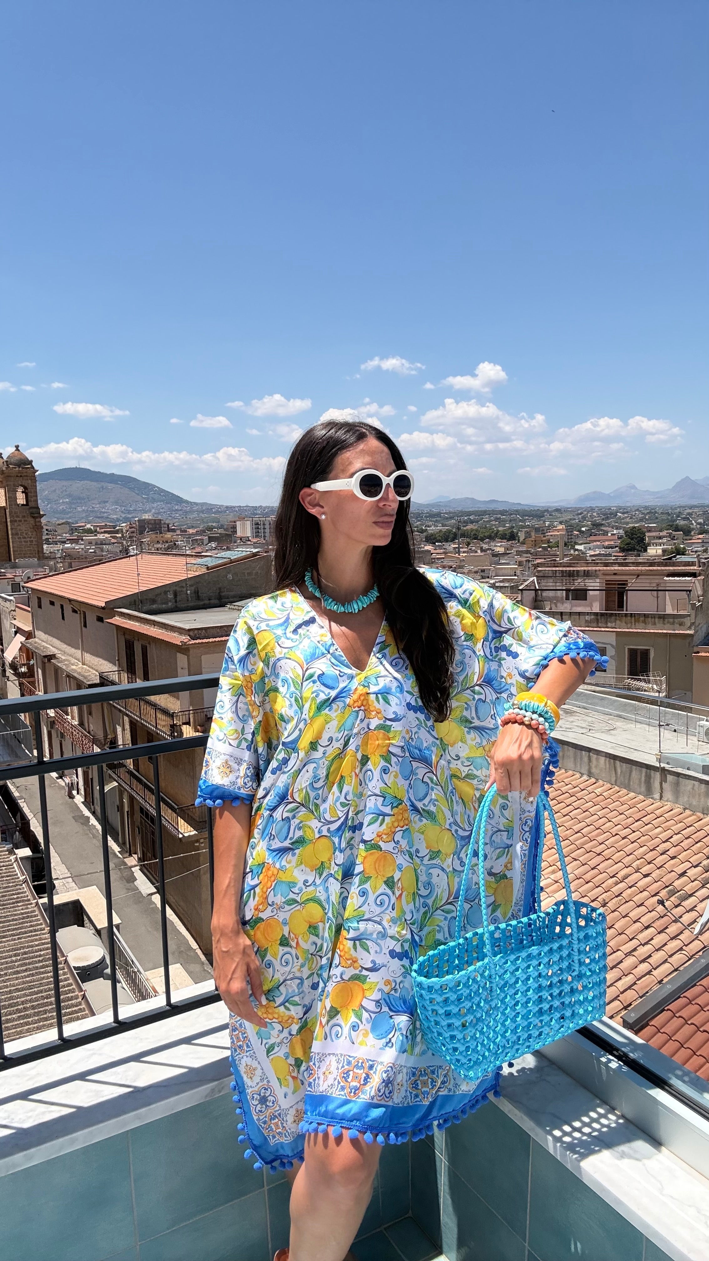 Blue Lemon Maiolica Foulard Dress - Dolce Vita Chic