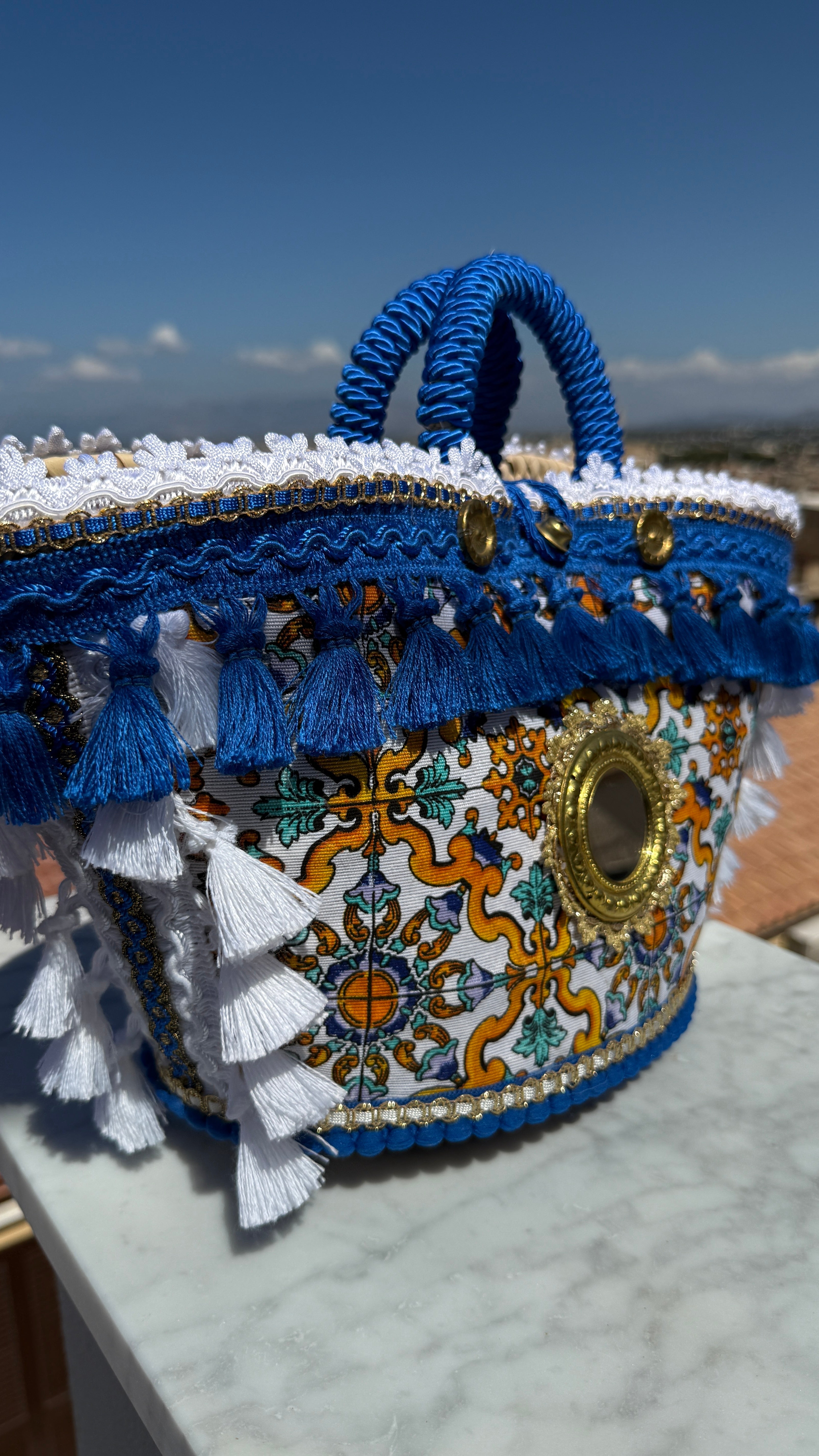 Regina Caltagirone Blue Sicilian Coffa