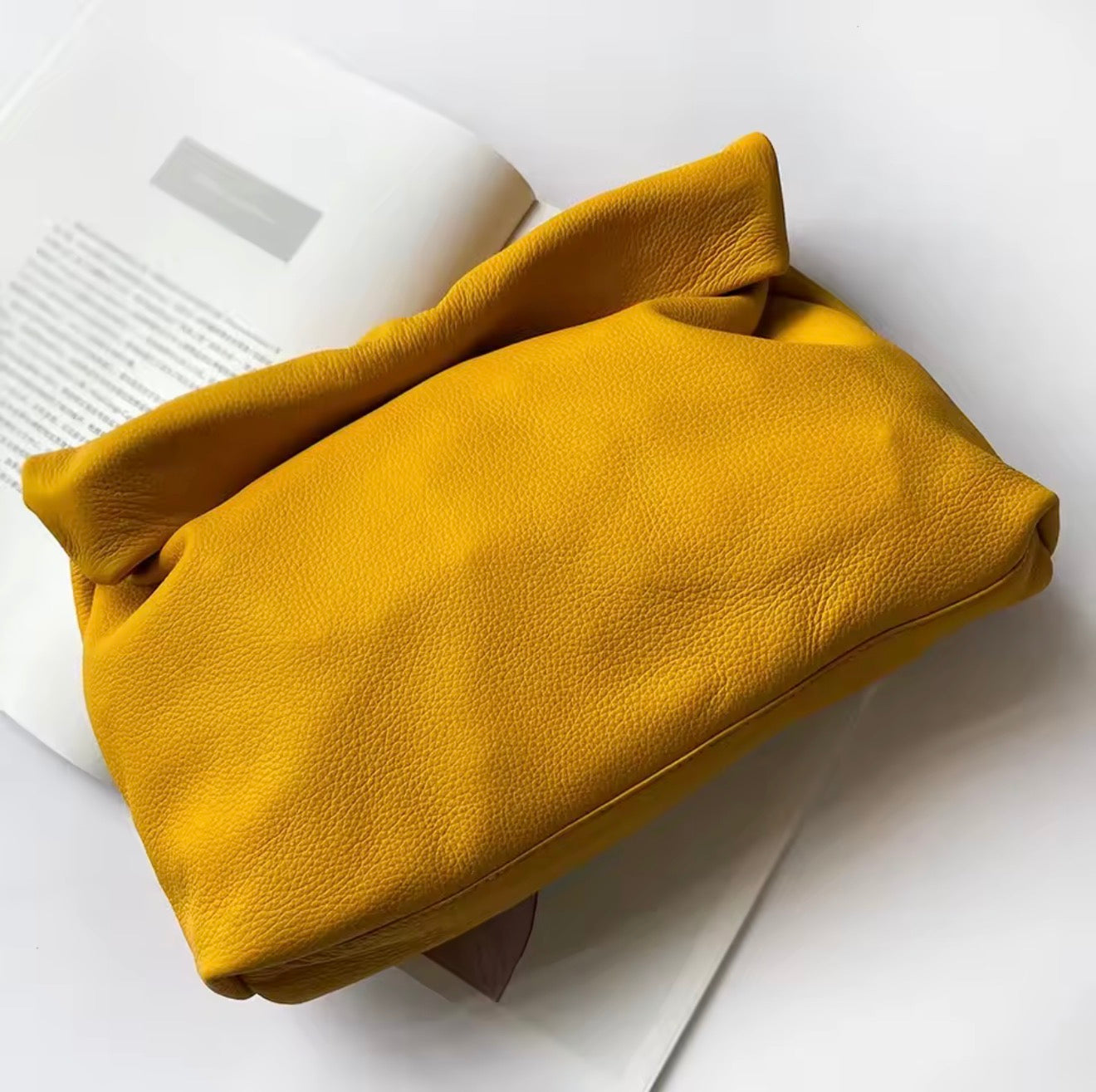 Gold Trinacria Giallo Leather Handbag - Oriana Lamarca LLC