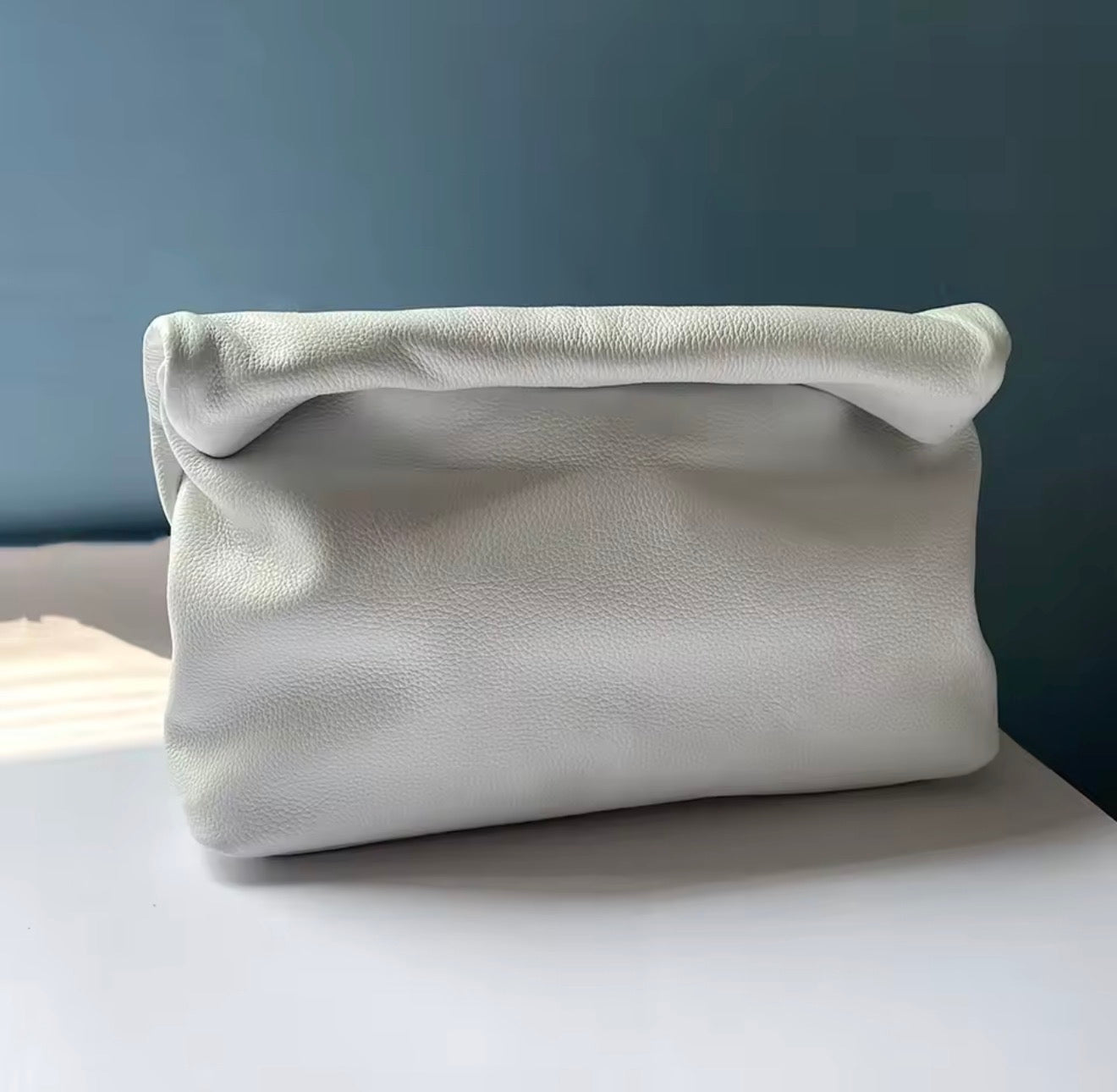 Gold Trinacria White Leather Handbag