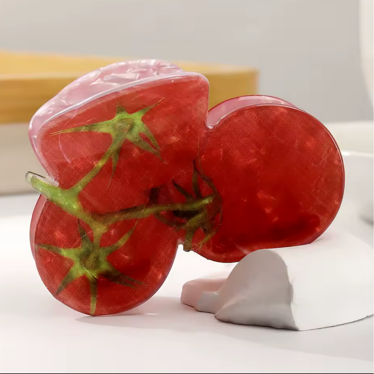 Tomato Acrylic Hair Clip