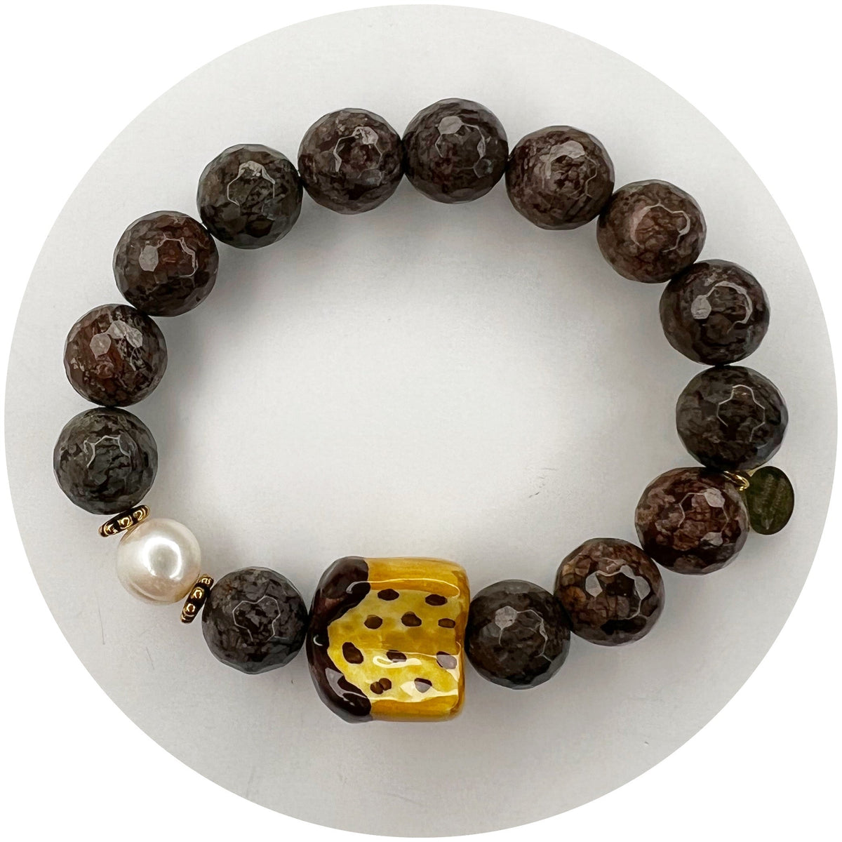 Cola Brown with Handpainted Ceramic Panettone - Oriana Lamarca LLC
