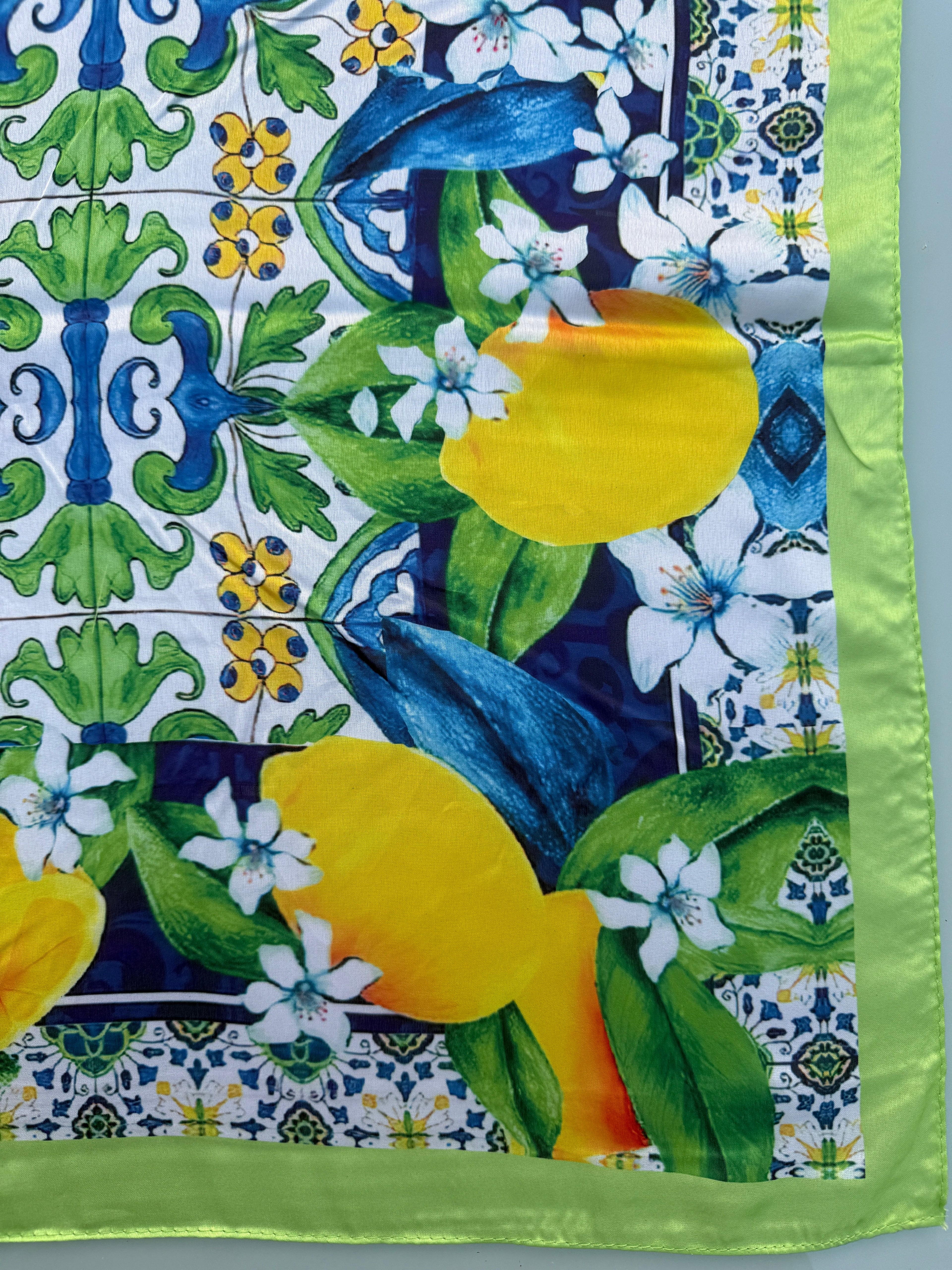 Verde Maiolica Print Foulard- Dolce Vita Chic - Oriana Lamarca LLC