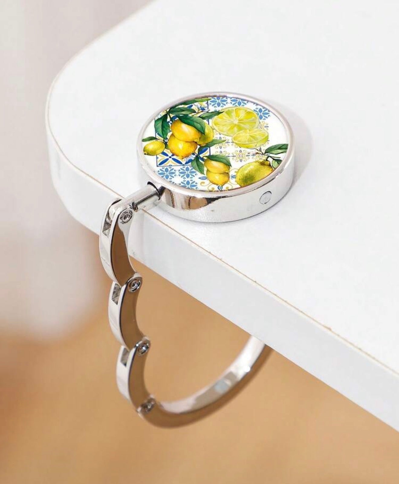 Foldable Lemon Maiolica Purse Hook