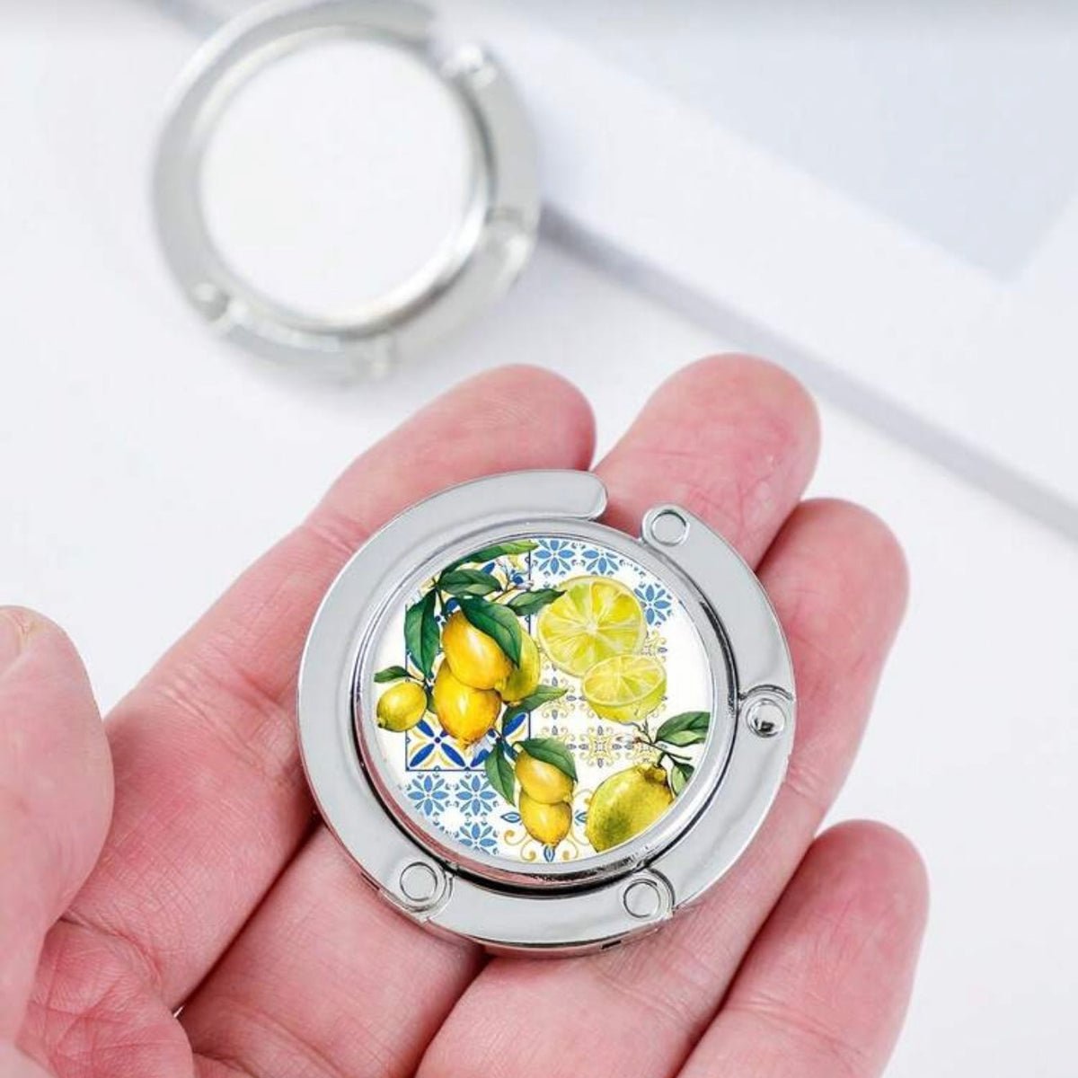 Foldable Lemon Maiolica Purse Hook