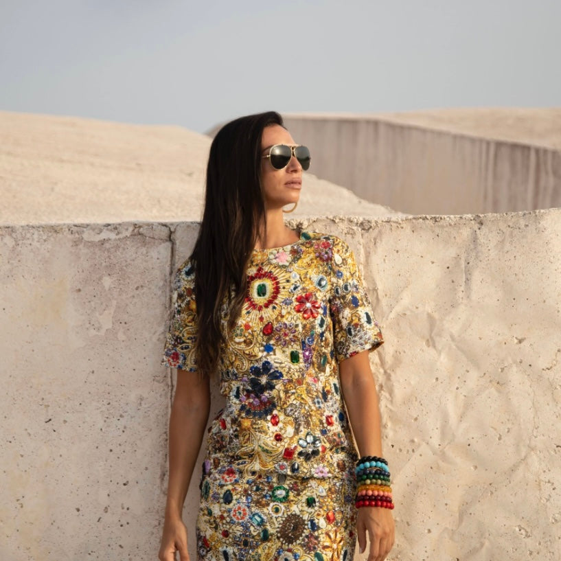 Gemstone Short Sleeve Shift Dress by Dolce Vita Chic - Oriana Lamarca LLC
