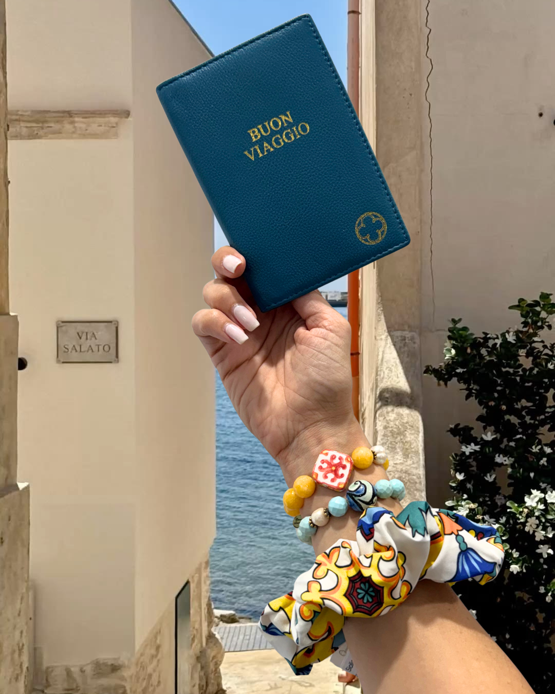 Blue Leather Passport Cover