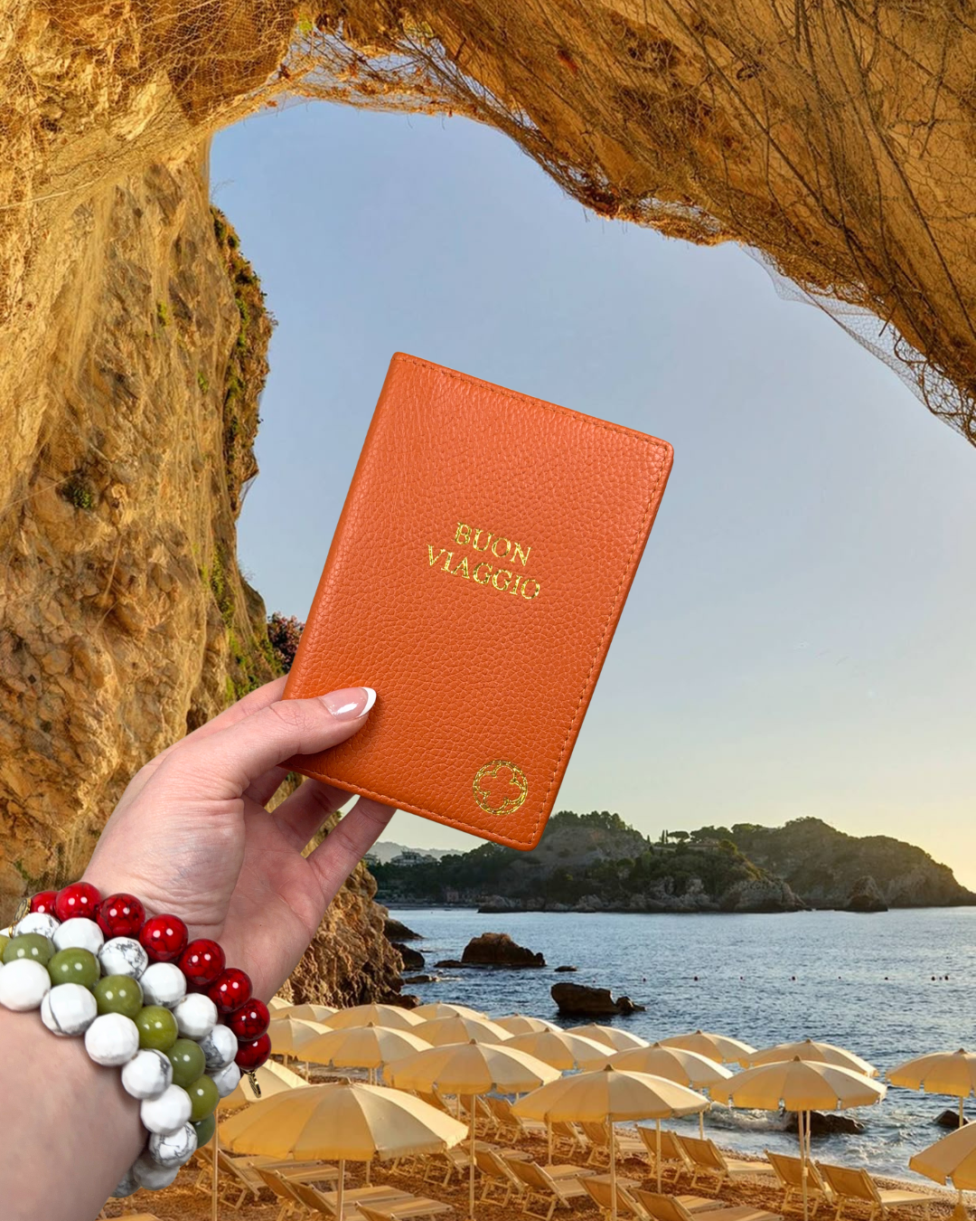 Orange Leather Passport Cover