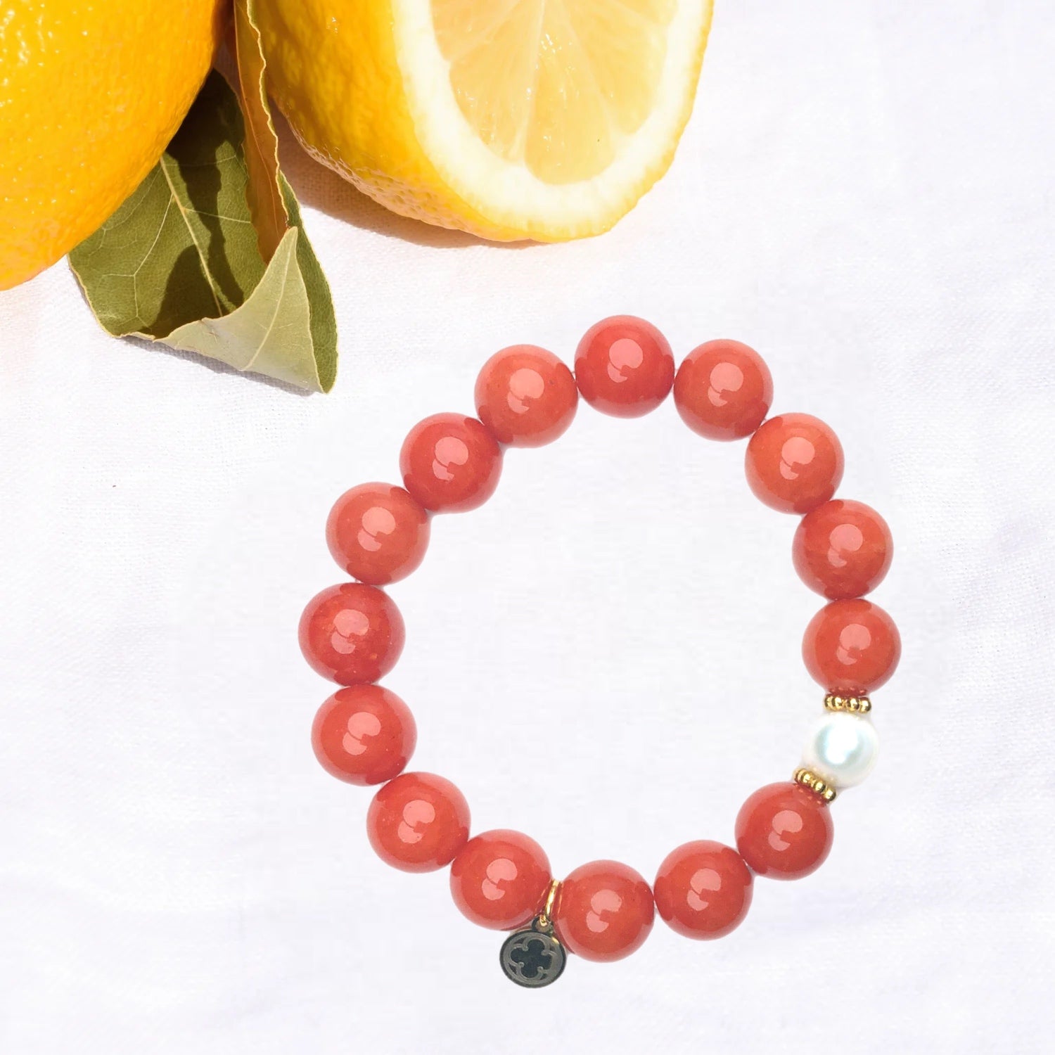 Fire Jade with Freshwater Pearl