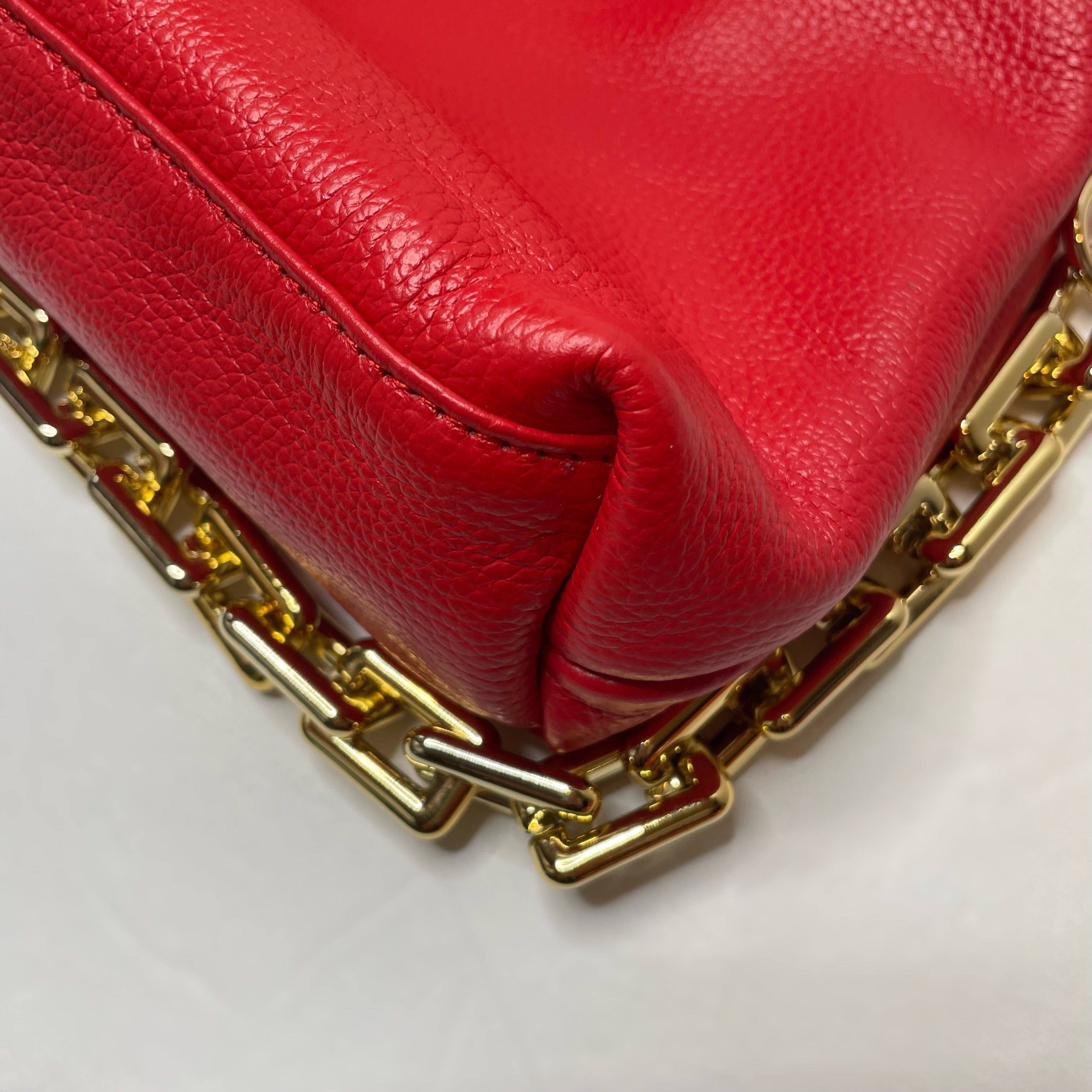 Gold Trinacria Rosso Leather Handbag