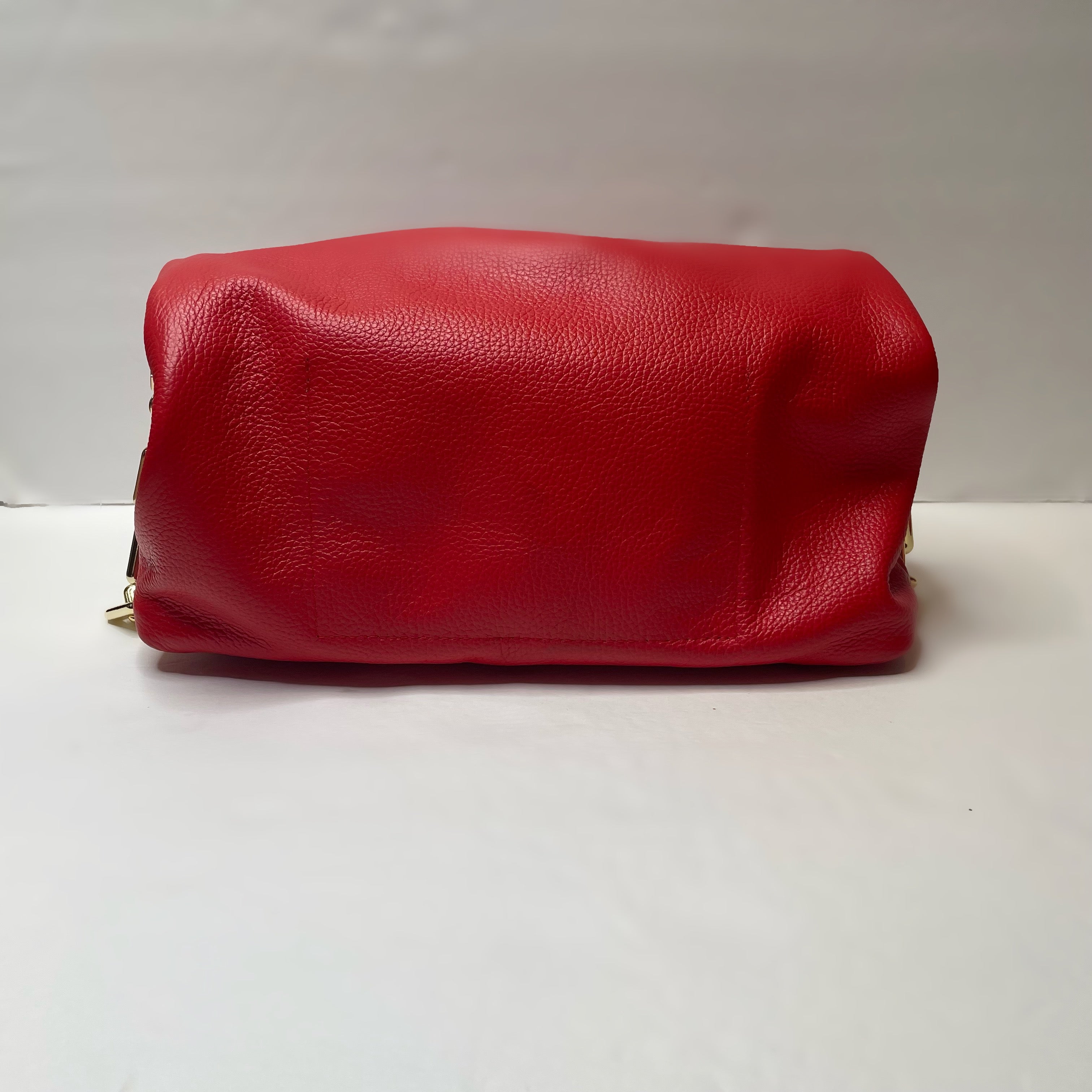 Gold Trinacria Rosso Leather Handbag