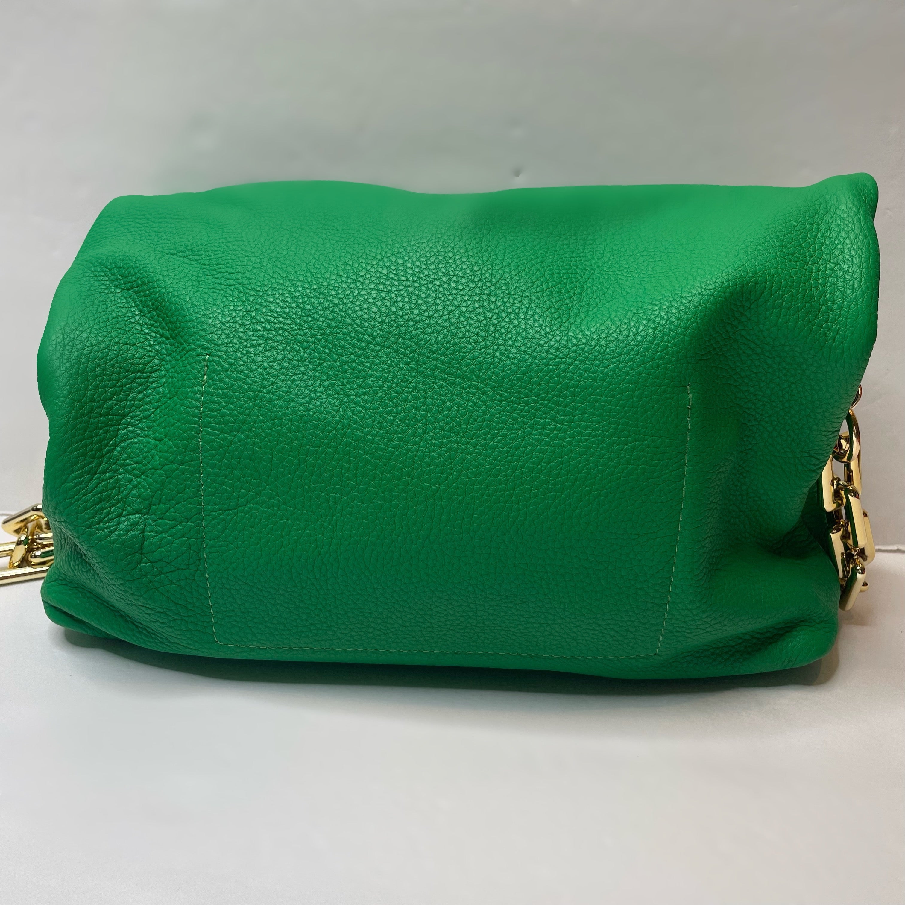 Gold Trinacria Verde Leather Handbag