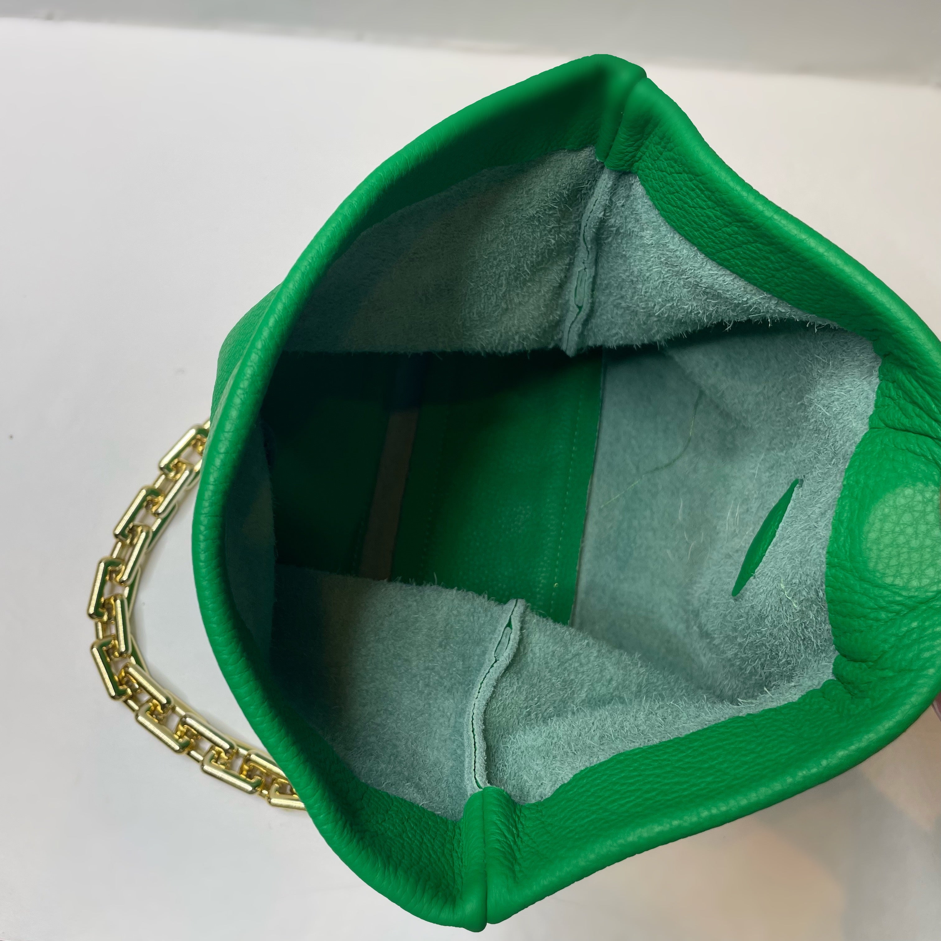 Gold Trinacria Verde Leather Handbag