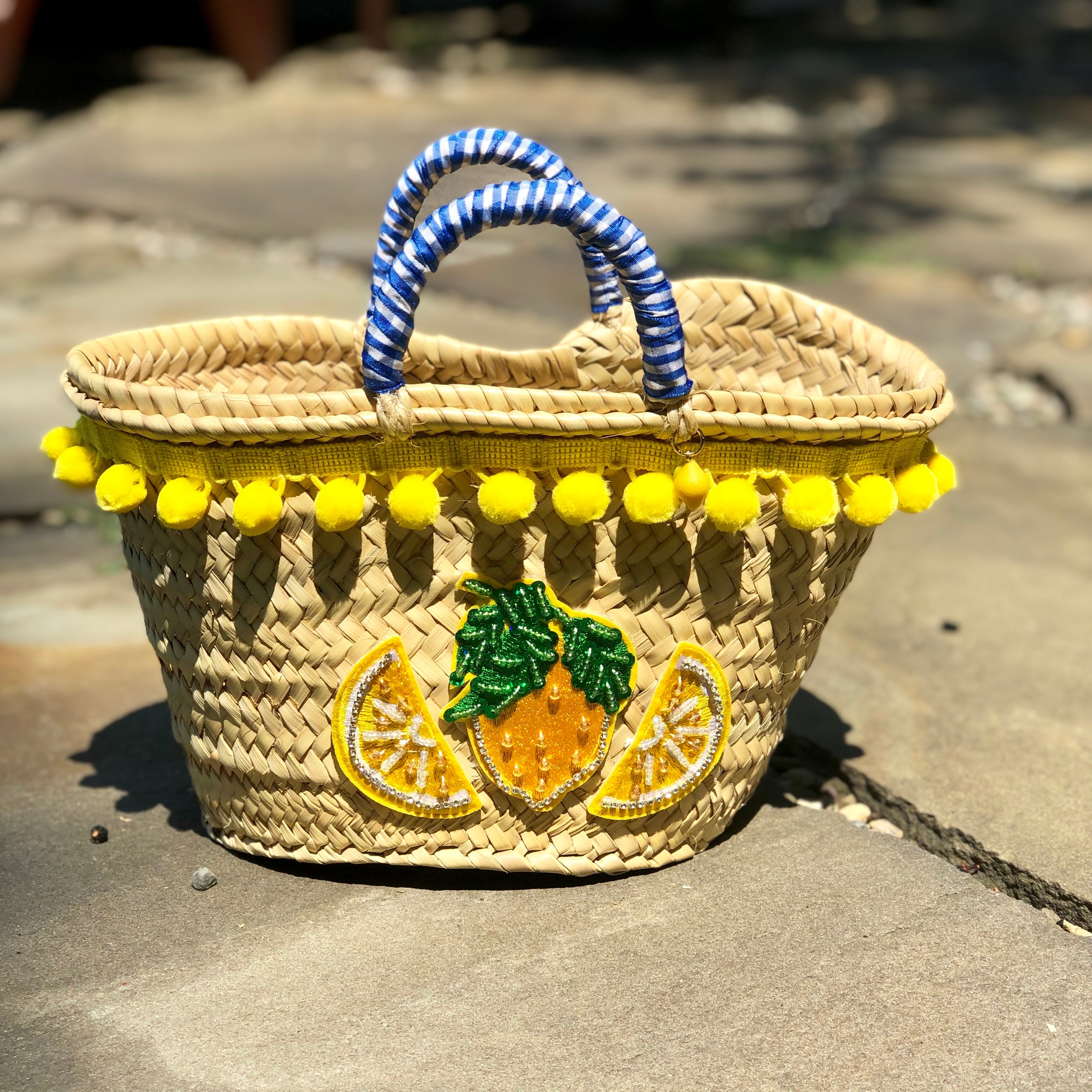 Sicilian Lemon “Coffa” Straw Bag - Oriana Lamarca LLC
