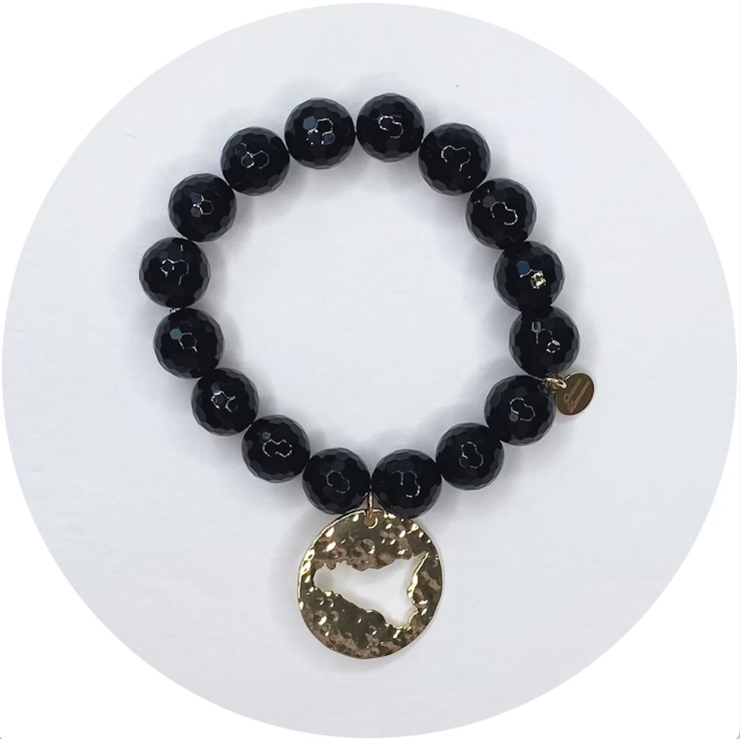 Black Onyx with Sicily Island Small Round Cutout Pendant