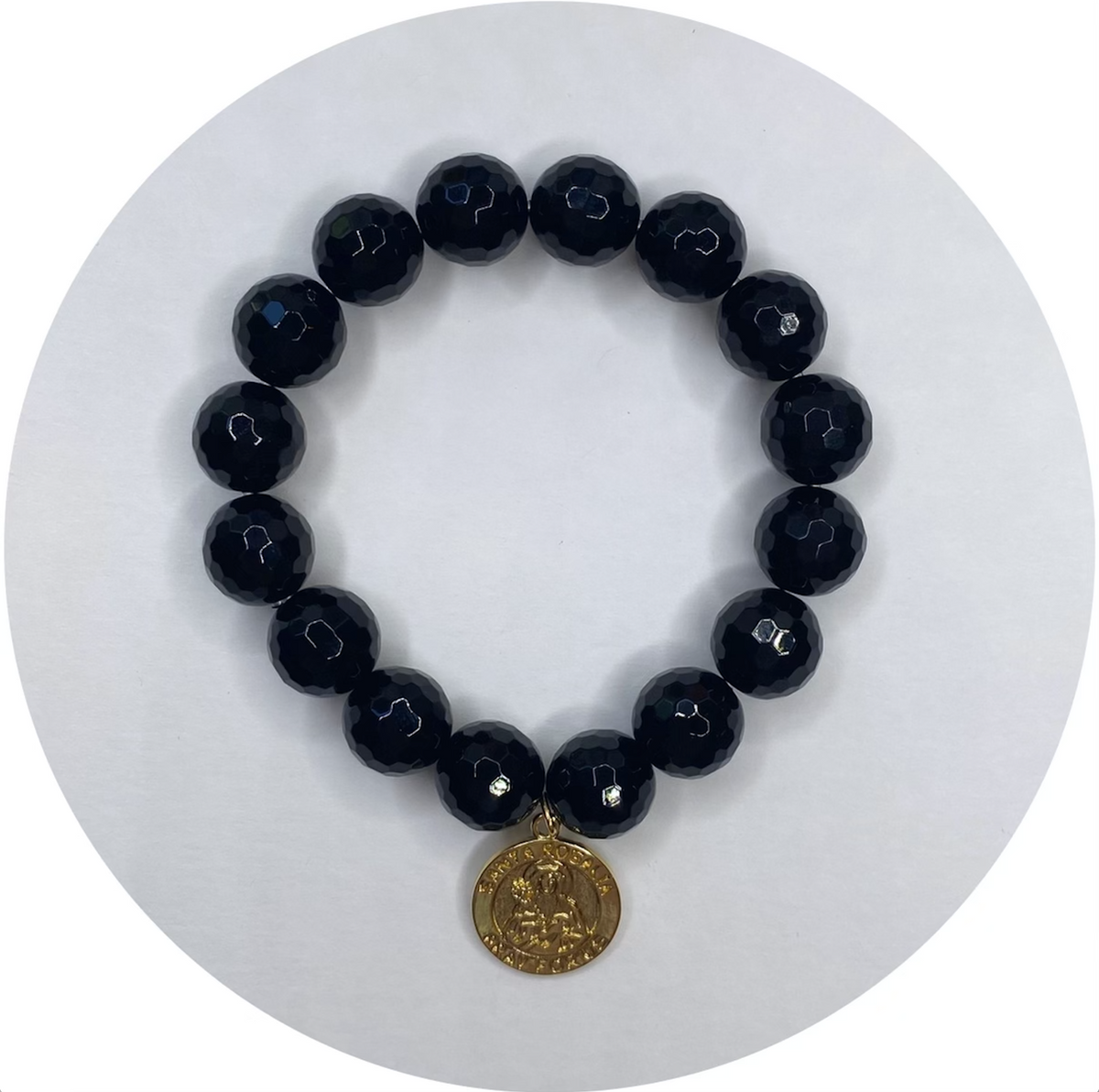Black Onyx with St. Rosalia Pendant - Oriana Lamarca LLC