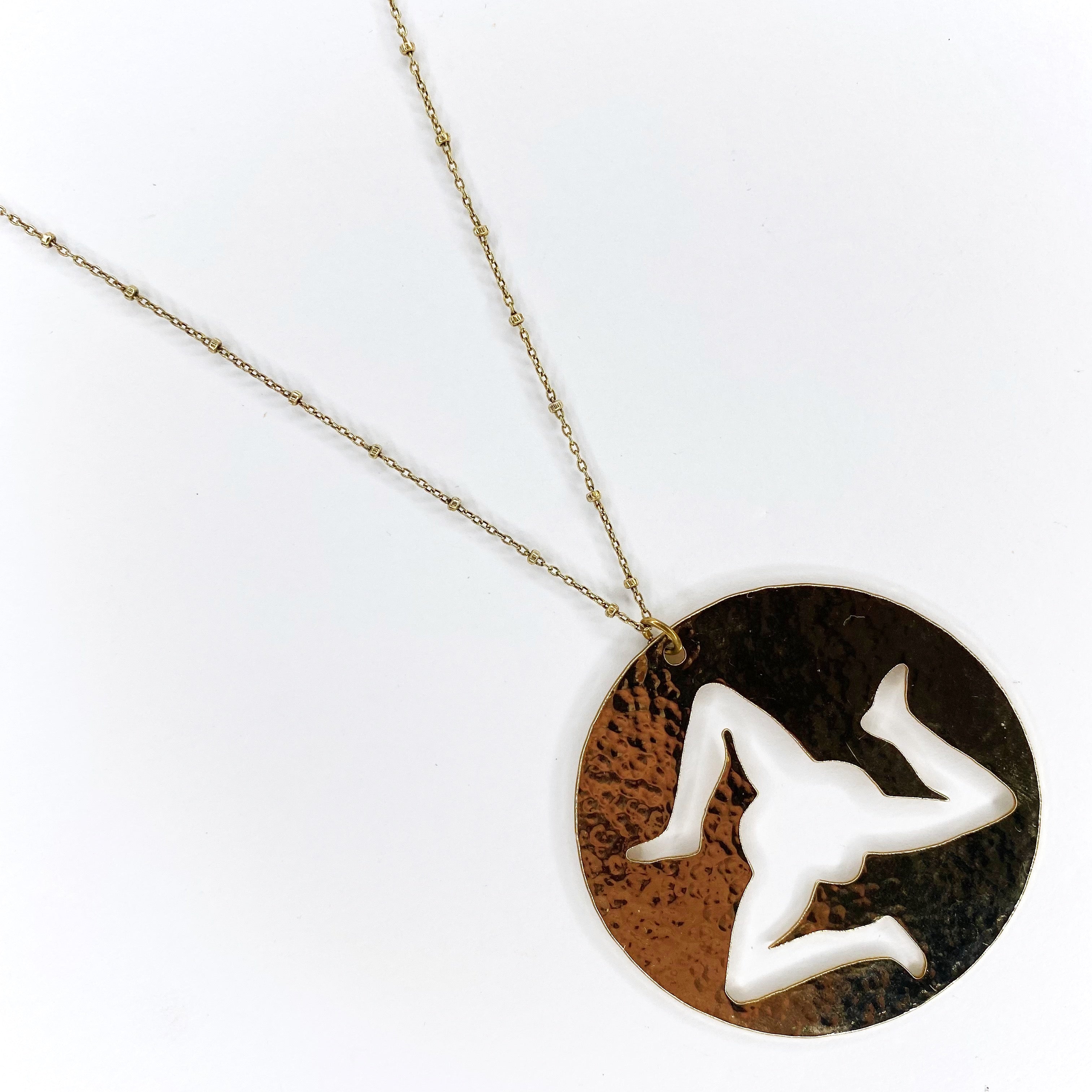 Sicilian Trinacria Large Round Cutout Necklace