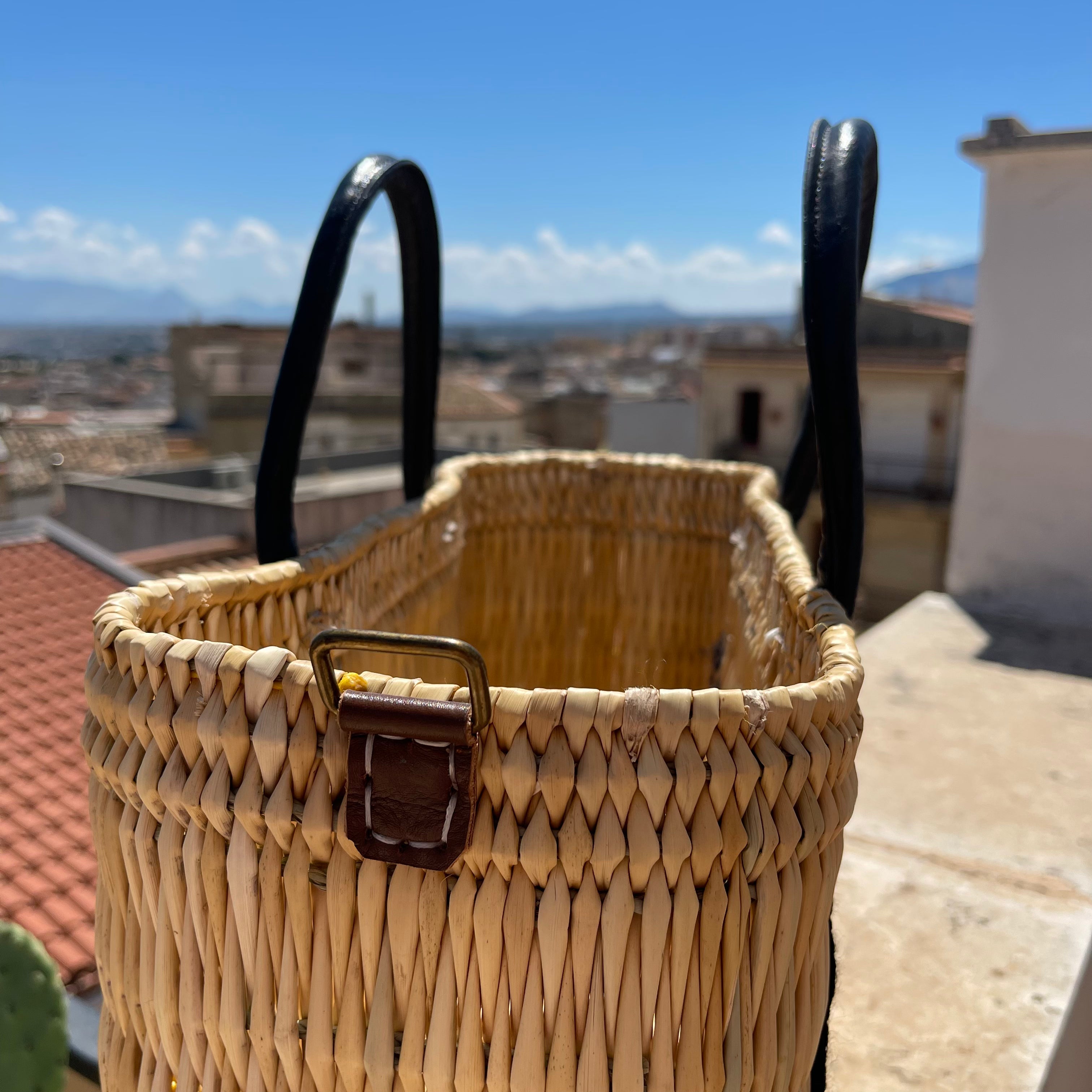 Lilliana CIAO Red Leather Handle Reed Bag - Oriana Lamarca LLC