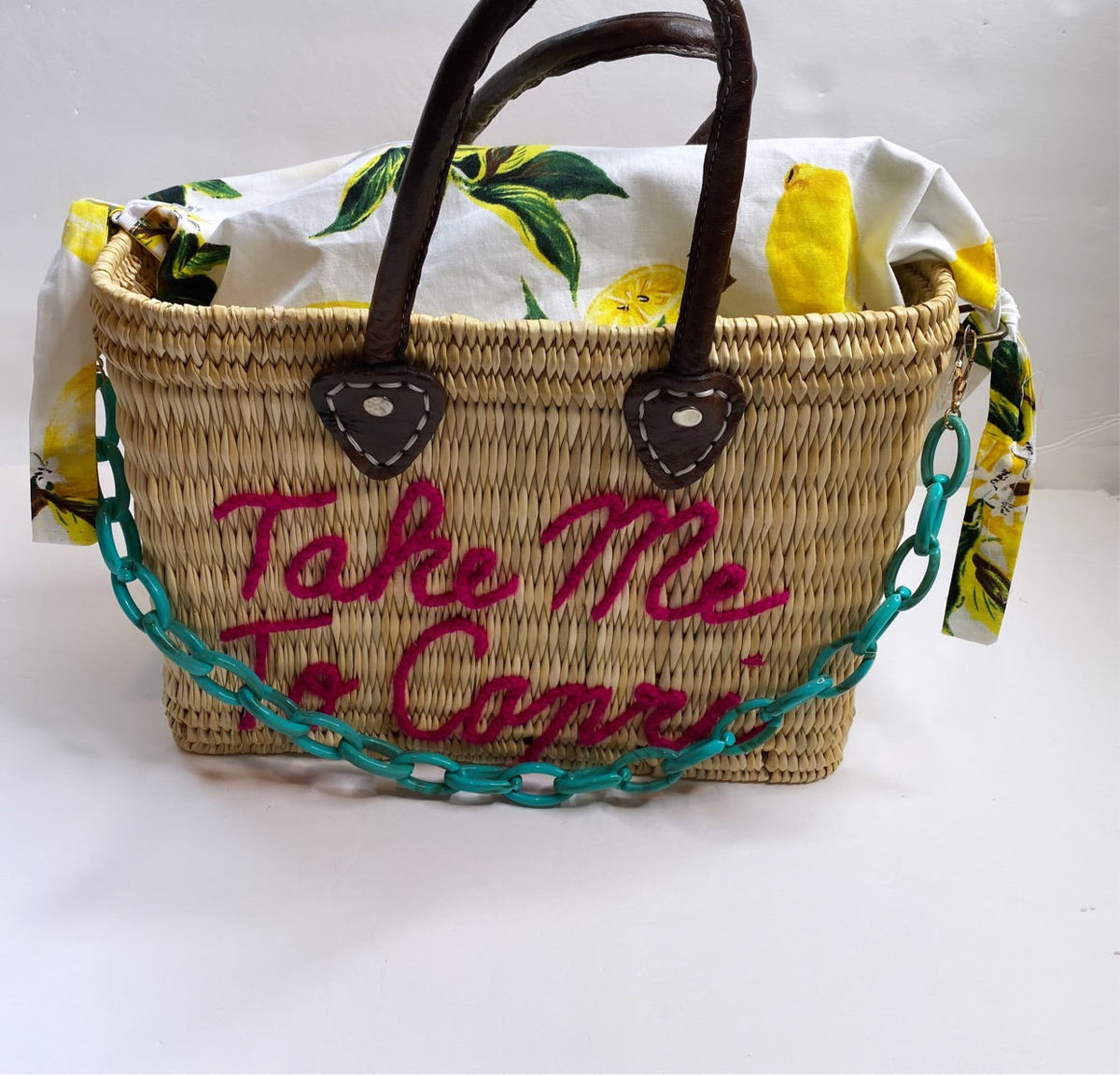 Lilliana Take Me To Capri Leather Handle Reed Bag - Oriana Lamarca LLC