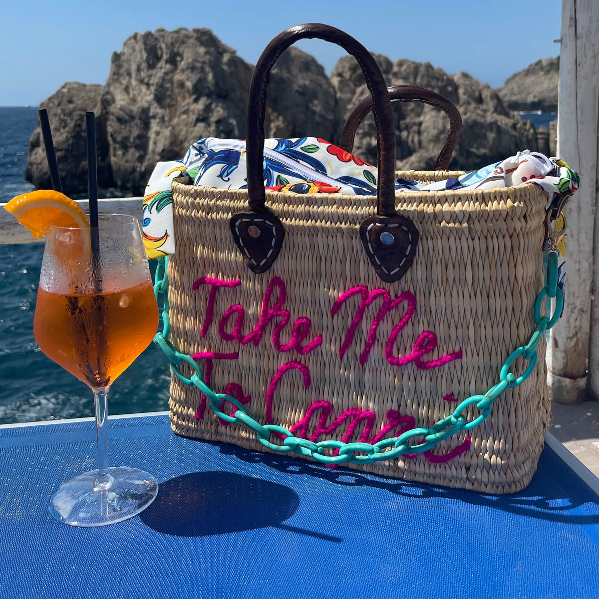 Lilliana Take Me To Capri Leather Handle Reed Bag - Oriana Lamarca LLC