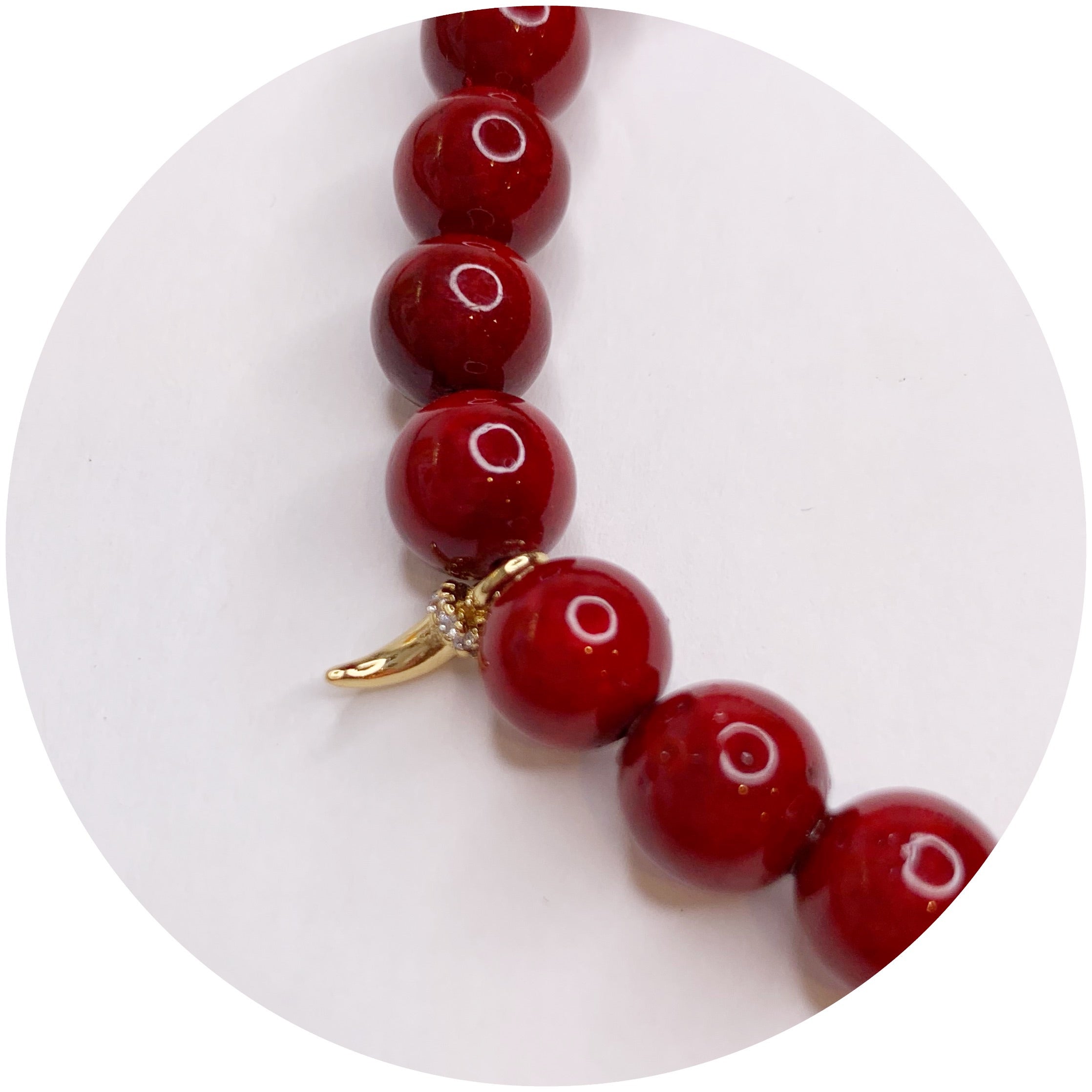 Mens Red Riverstone with Pavé Gold Horn - Oriana Lamarca LLC