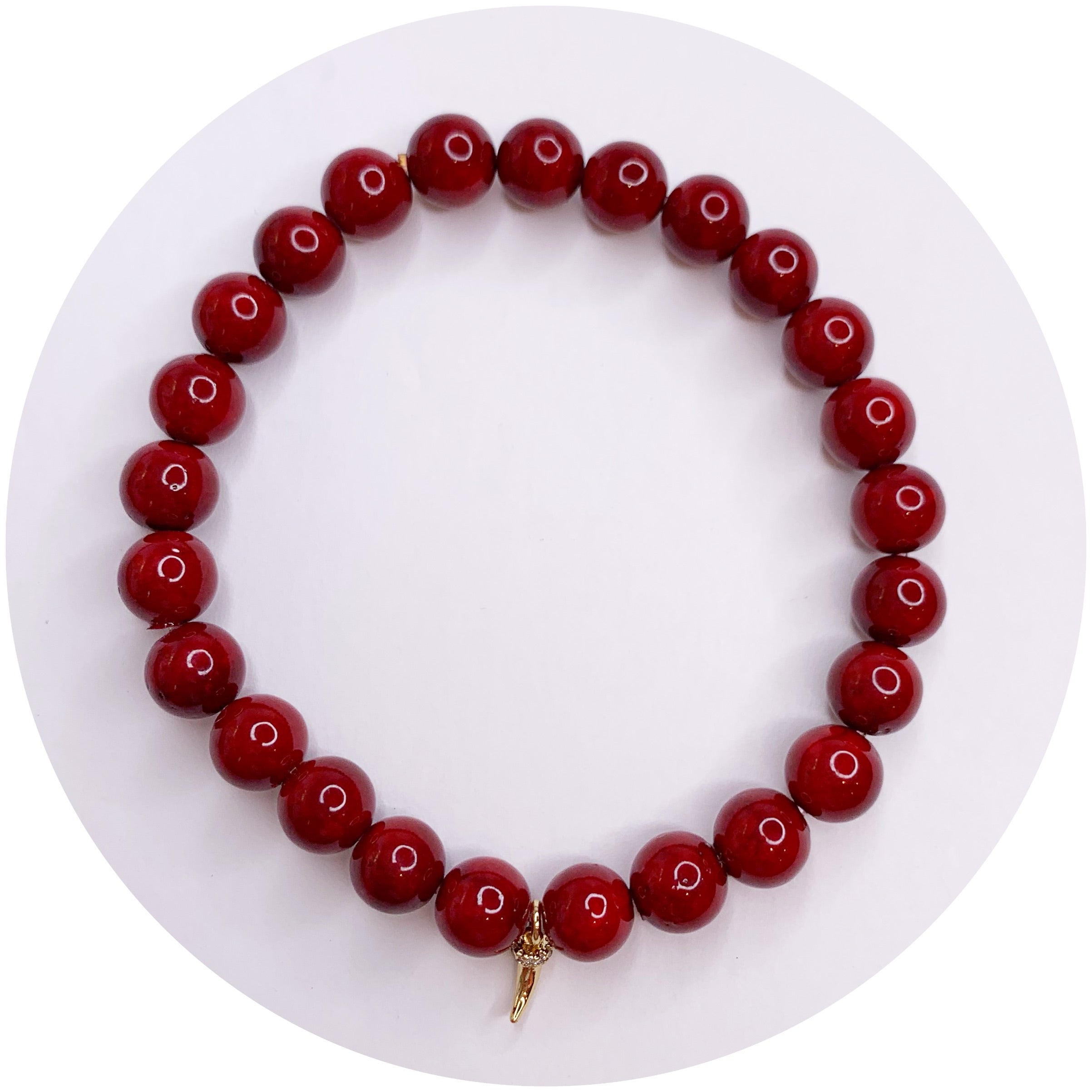 Mens Red Riverstone with Pavé Gold Horn - Oriana Lamarca LLC