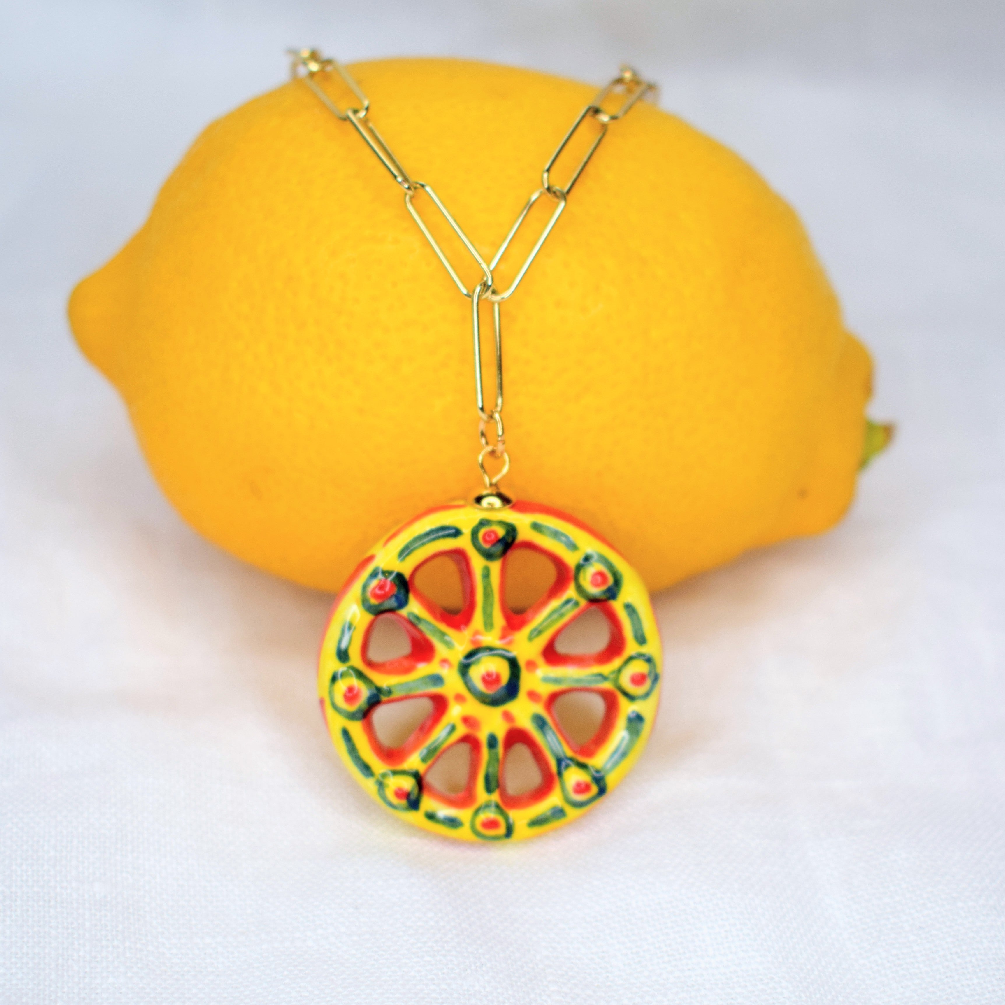 Sicilian Cart Wheel Necklace - Oriana Lamarca LLC