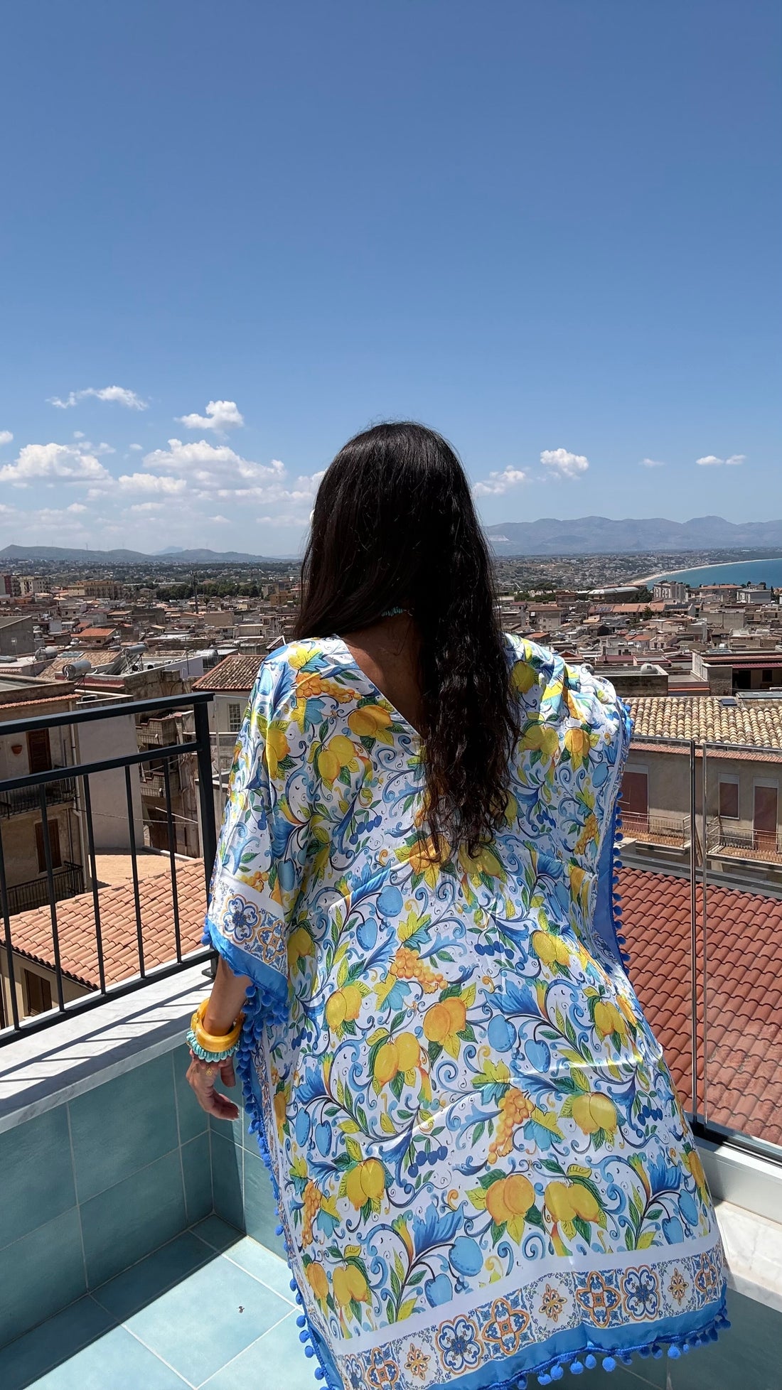 Blue Lemon Maiolica Foulard Dress - Dolce Vita Chic