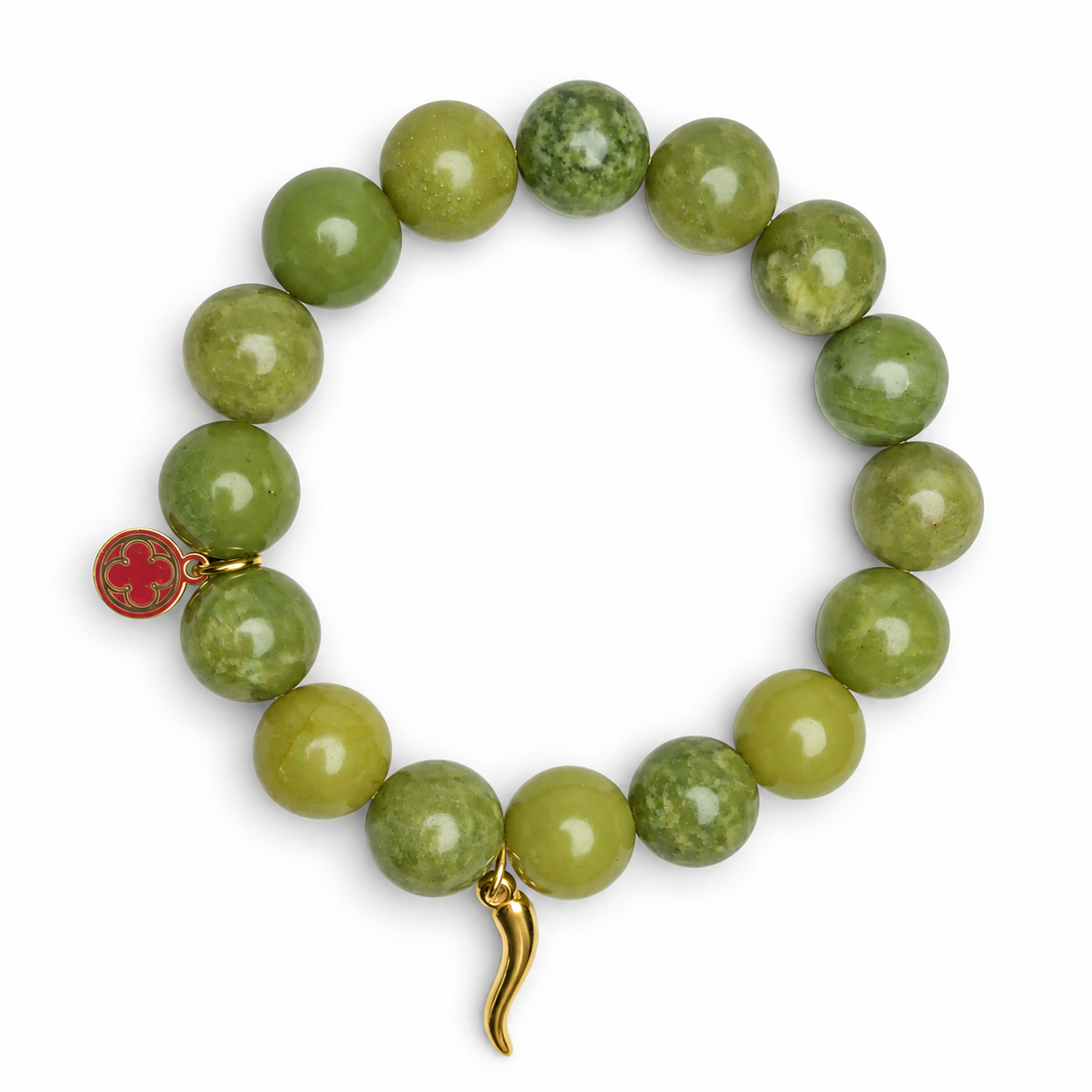 Green Garnet with Gold Horn Cornicello Pendant - Oriana LaMarca Designs
