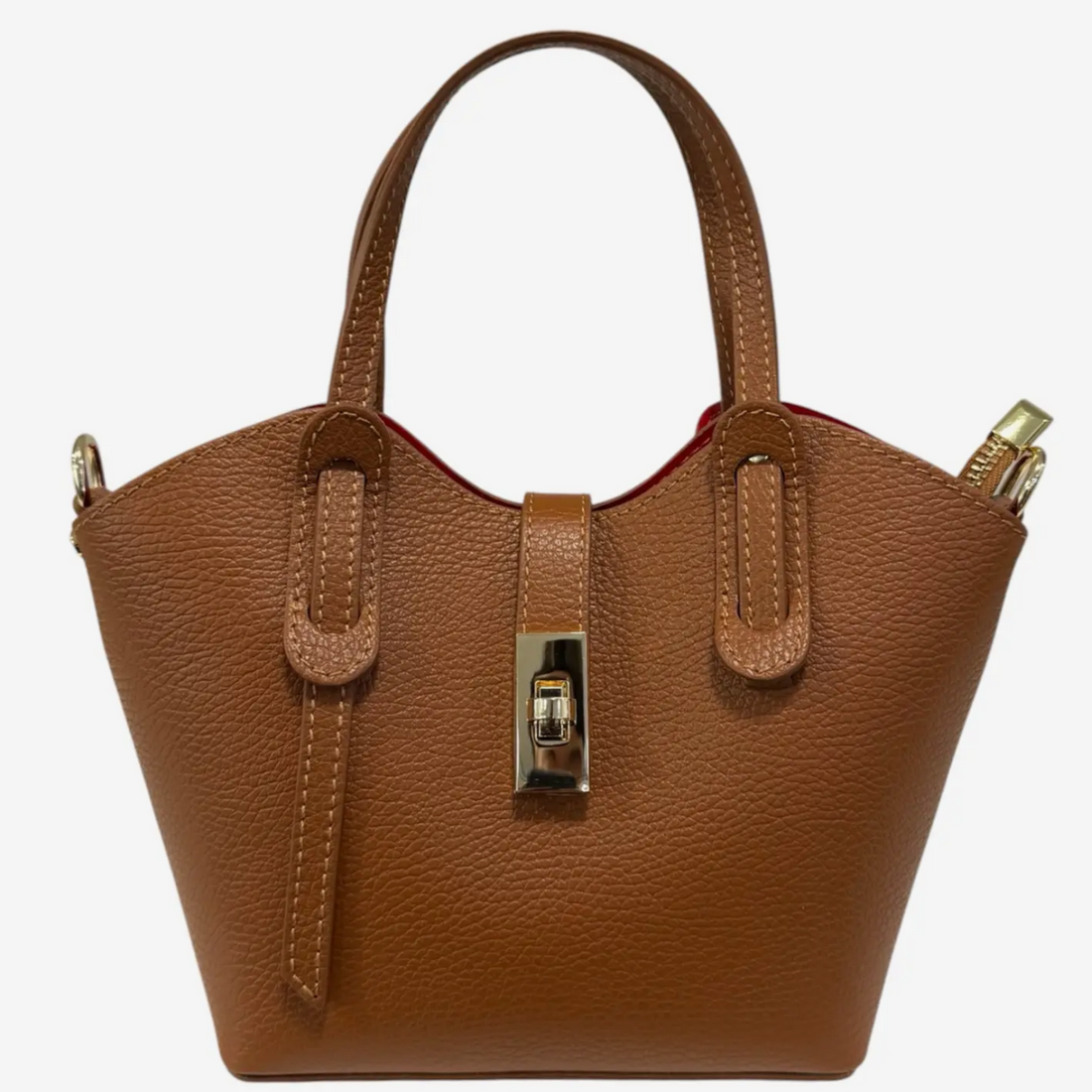 Alessia  Natural Leather Mini Tote with Crossbody Strap