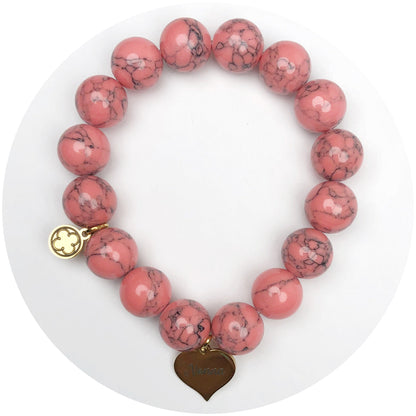 Coral Pink Howlite with Nonna Heart Pendant