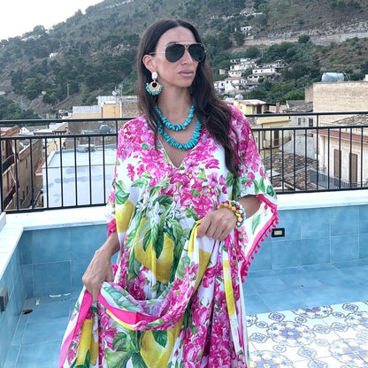 Pink Lemon Bloom Foulard Dress - Dolce Vita Chic