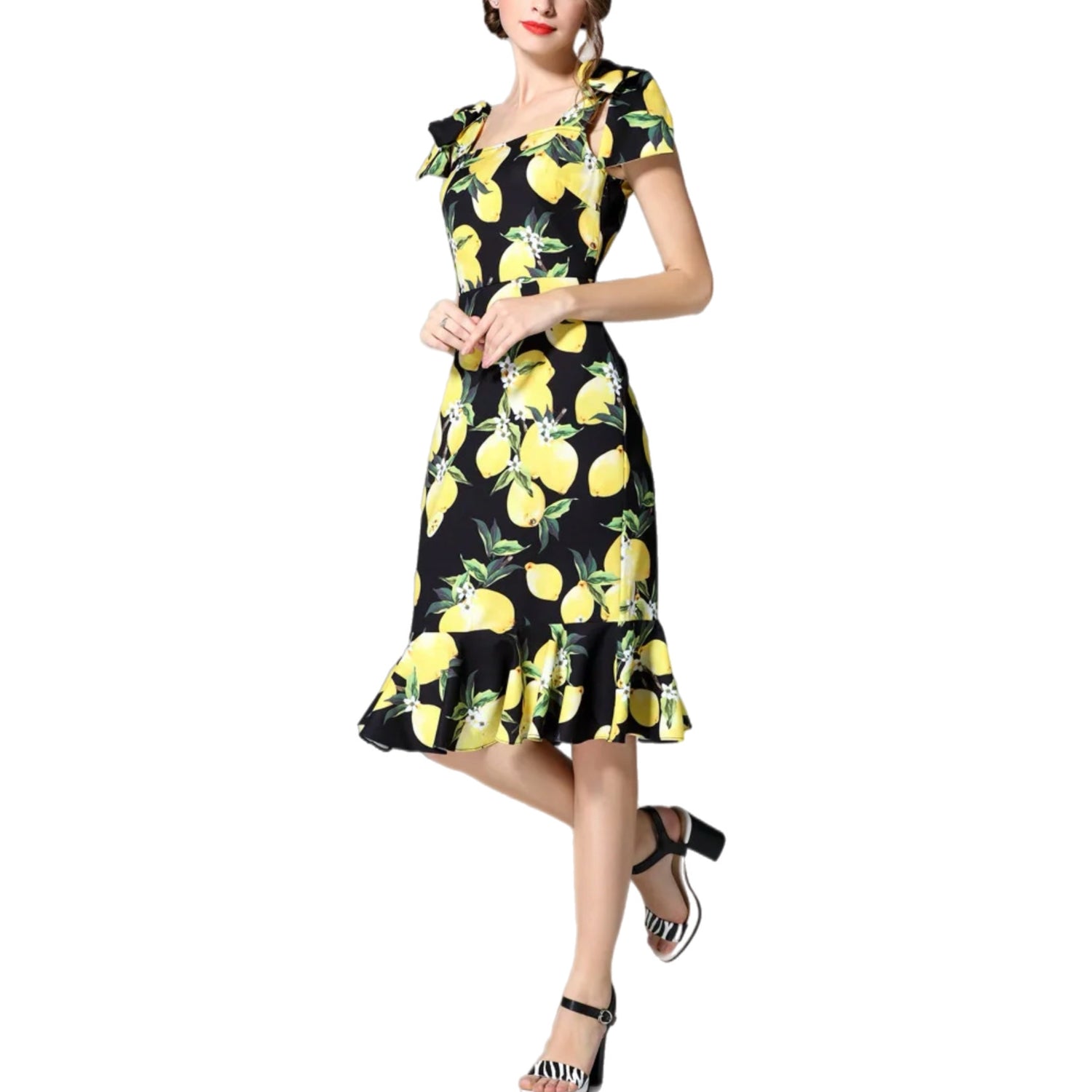 Black Lemon Mermaid Bow Dress