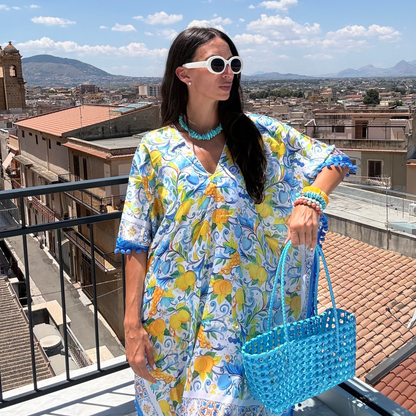 Blue Lemon Maiolica Foulard Dress - Dolce Vita Chic
