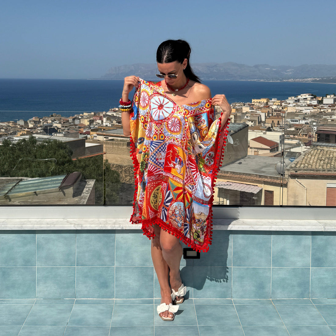 Trinacria Siciliana Foulard Dress - Dolce Vita Chic